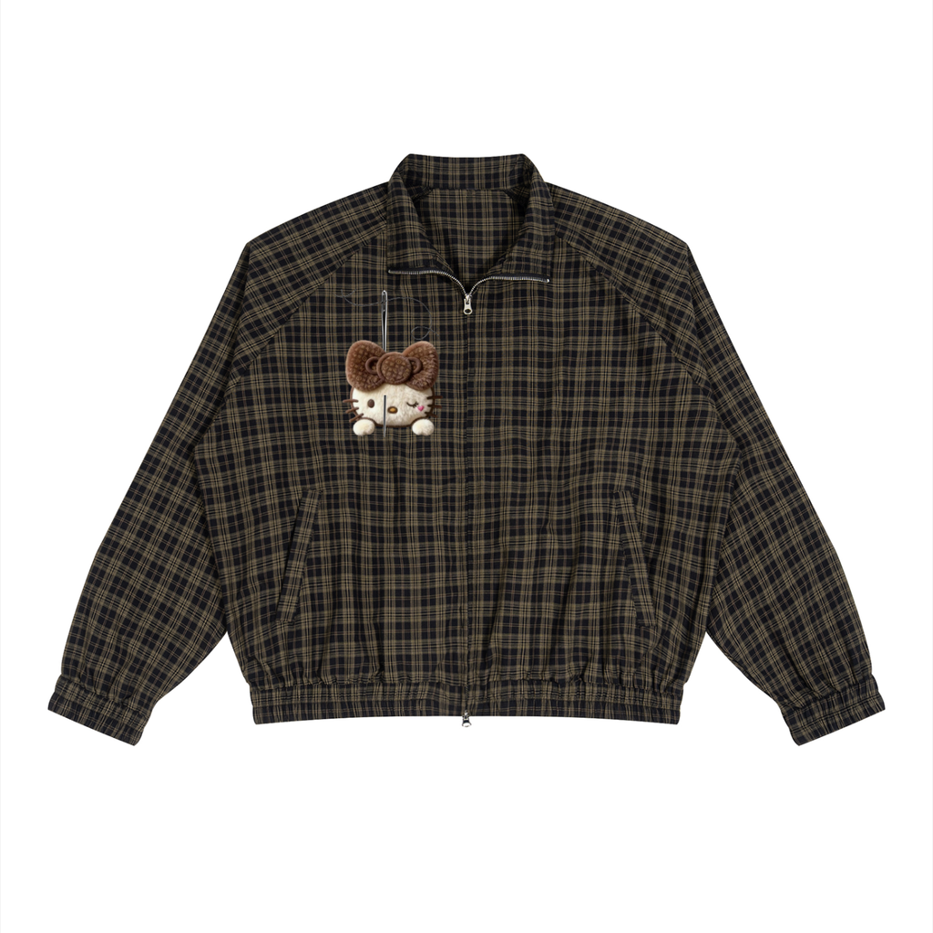Unisex Plaid Full-Zip Track Jacket