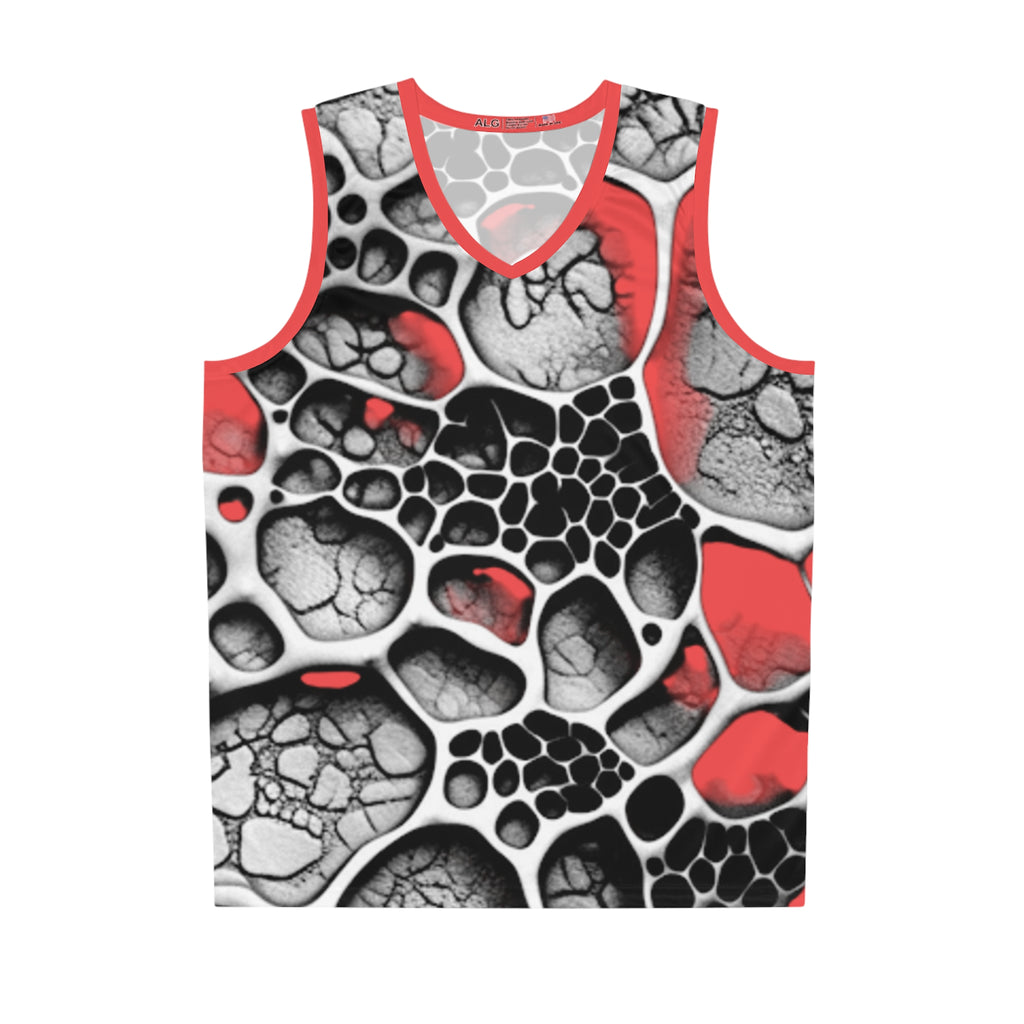 Abstract Red & Black Basketball Jersey — All-Over Print Athletic Tank