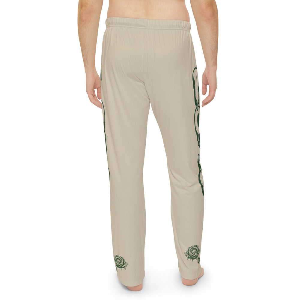 Graphic Pajama Pants — Beige Rose & Drip Logo Loungewear