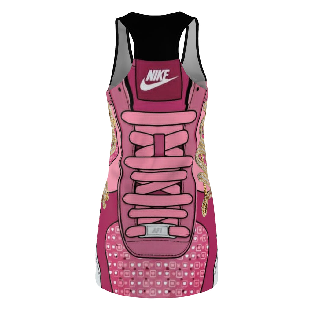 Racerback Dress — Pink Sneaker Graphic "Toot" Print