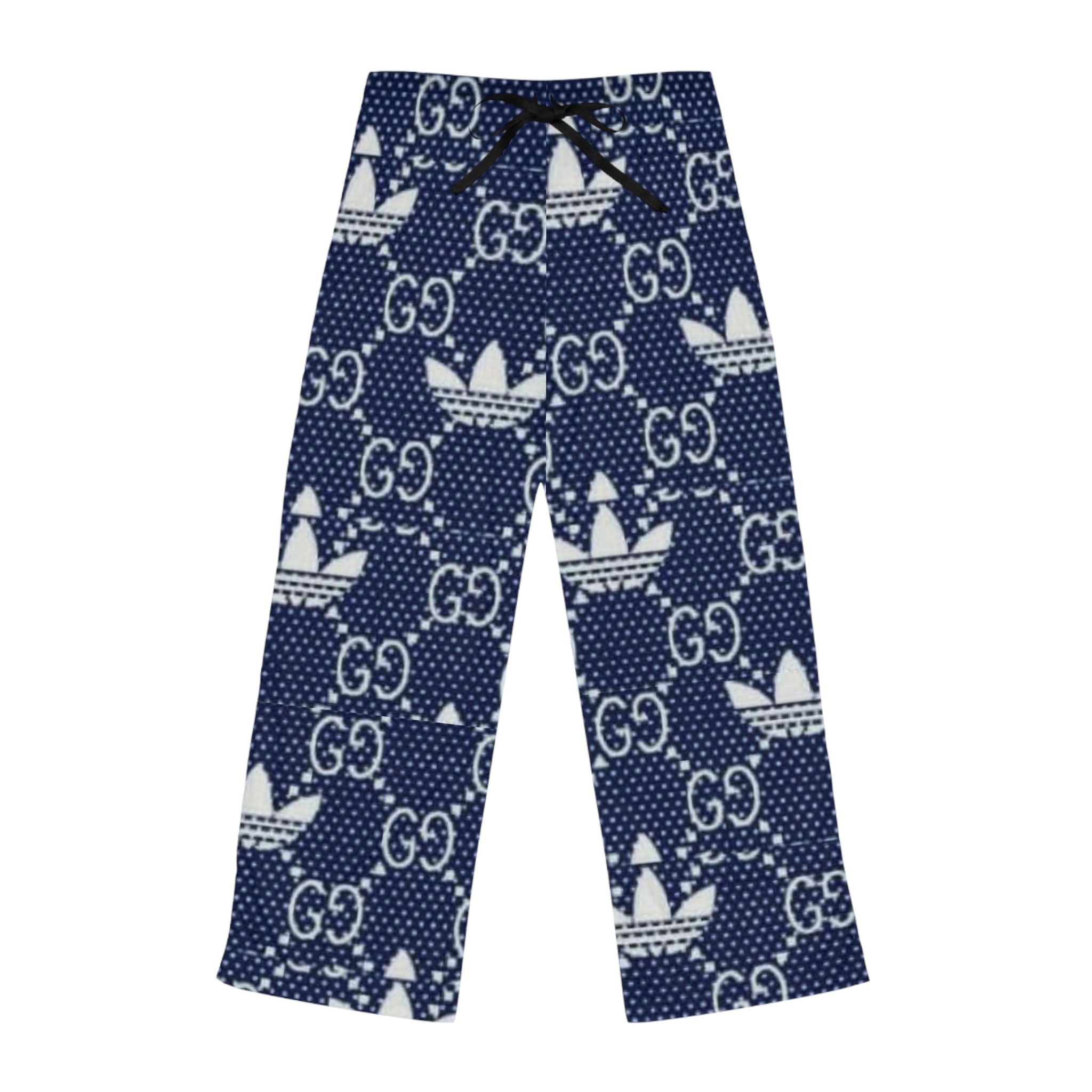 Women's Lounge Pants — Navy Monogram Logo Print Pajama Bottoms