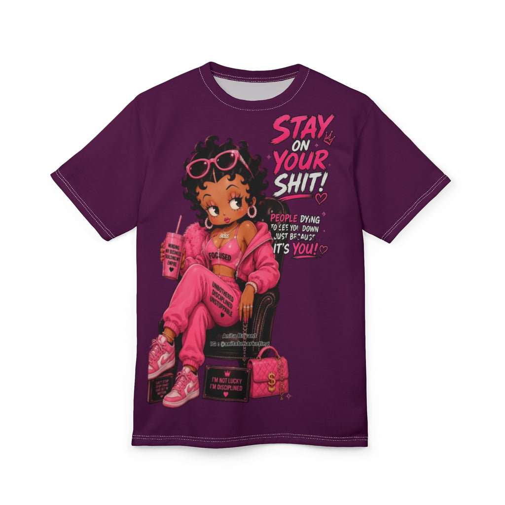Stay On Your Shit Tee — Retro Betty Boop Style Motivational Graphic T‑Shirt