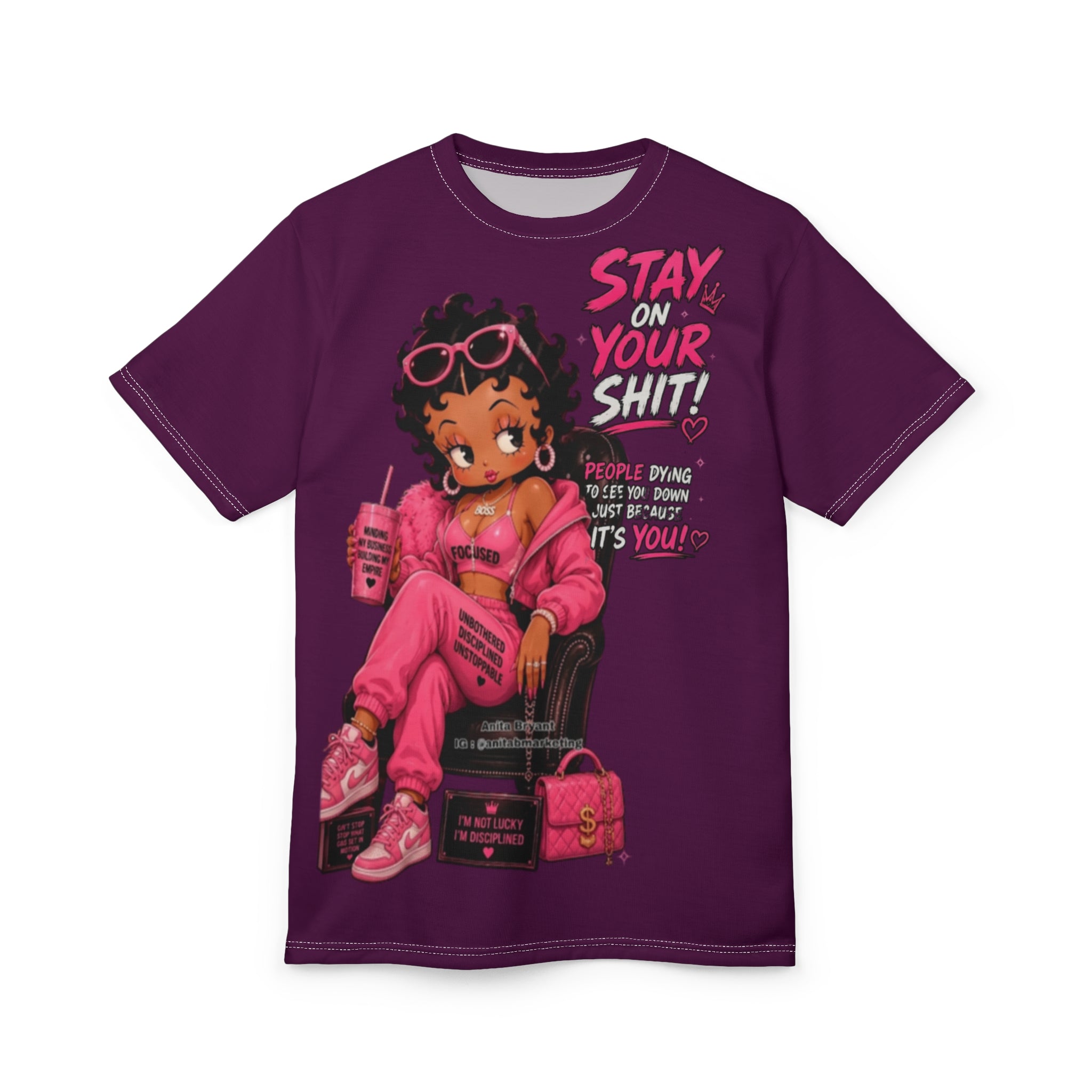 Stay On Your Shit Tee — Retro Betty Boop Style Motivational Graphic T‑Shirt