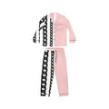 Pink Satin Pajama Set with Black Chain Print — Women's Luxe Sleepwear