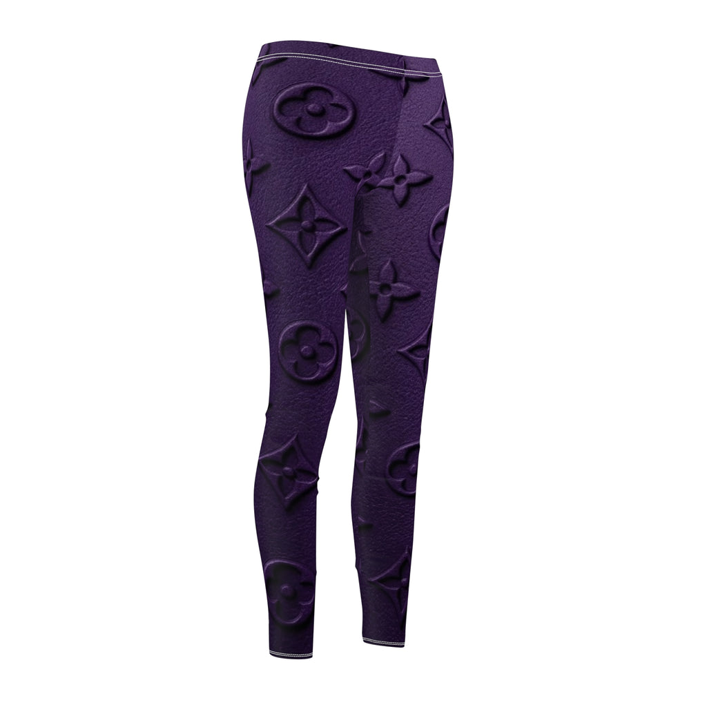 Purple Embossed Monogram Leggings — Women's Fashion Leggings
