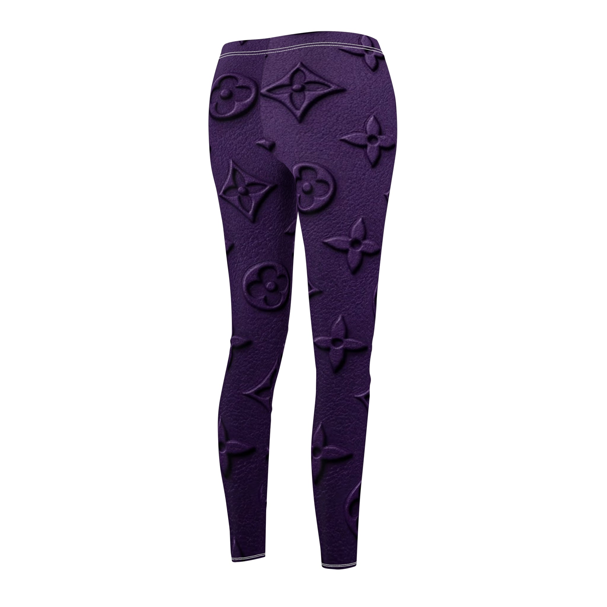 Purple Embossed Monogram Leggings — Women's Fashion Leggings