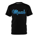 Muah Script Tee - Retro Blue Handwritten Graphic T-Shirt