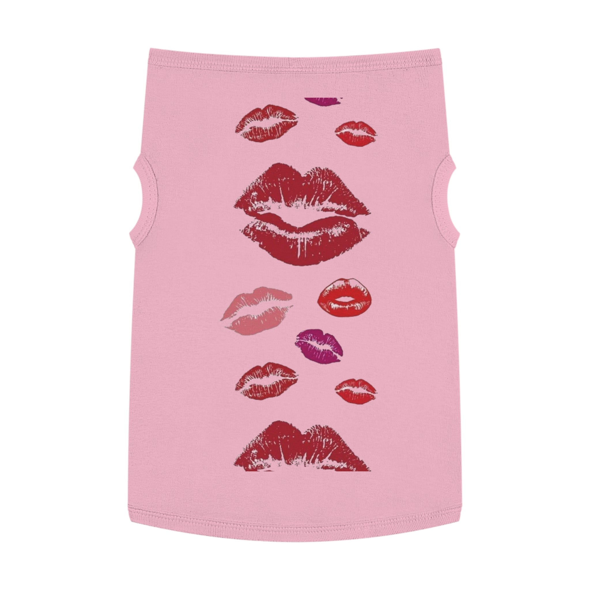 Pet Tank Top - Kiss Print Dog Shirt, Cute Lipstick Kiss Design for Small Dogs & Cats