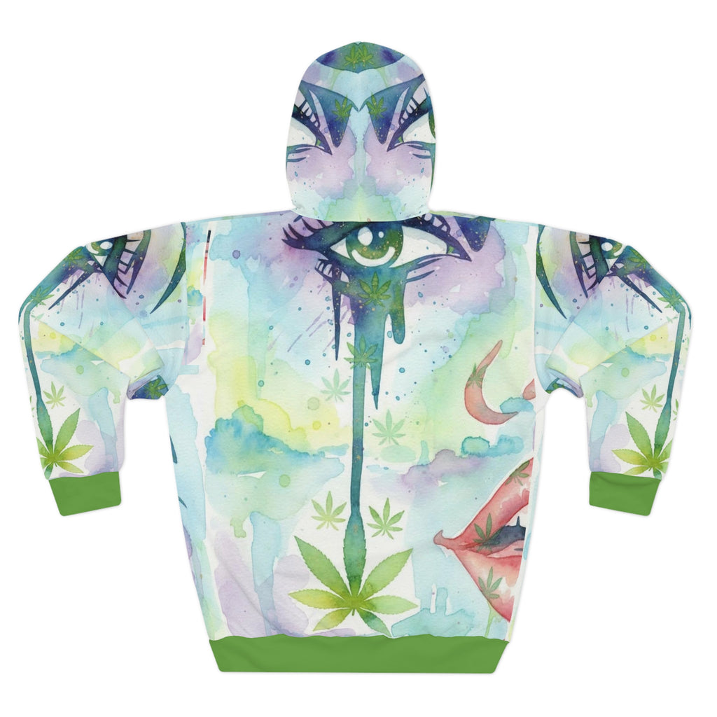 Mystic Cannabis Eye Hoodie – Watercolor All-Over Print Pullover