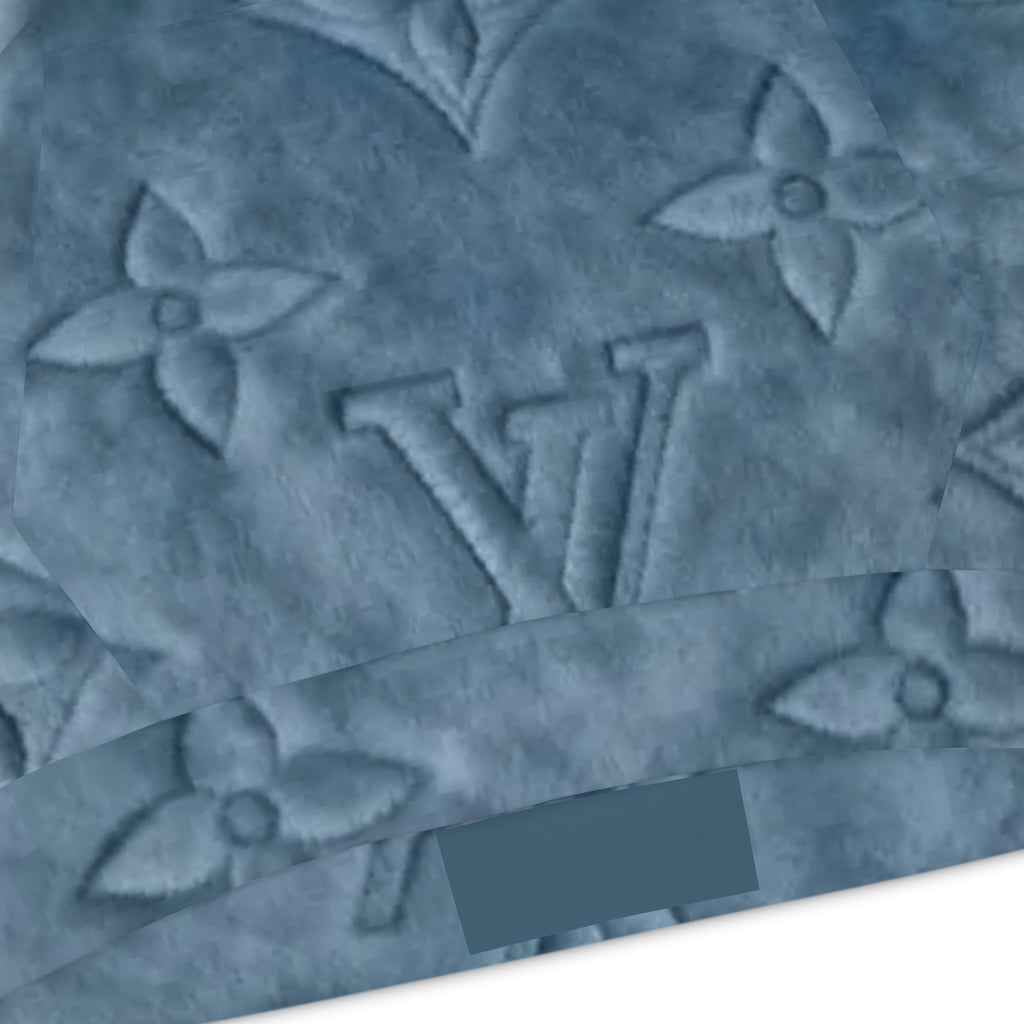 Kids Luxury Monogram Hoodie — Blue Plush All-Over Print