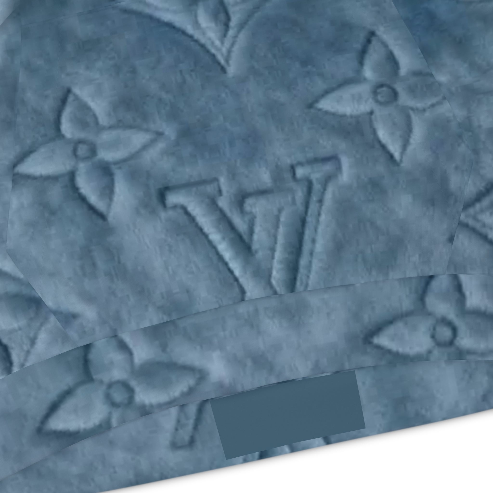Kids Luxury Monogram Hoodie — Blue Plush All-Over Print