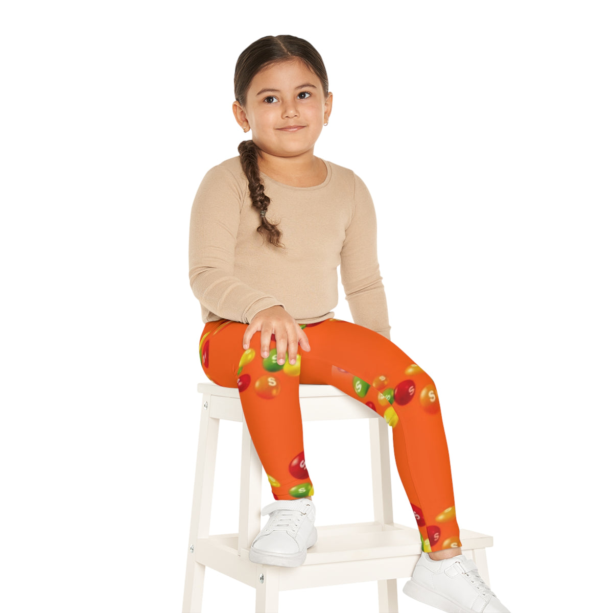 Kids Leggings — Bright Orange Candy Print All-Over-Print Leggings
