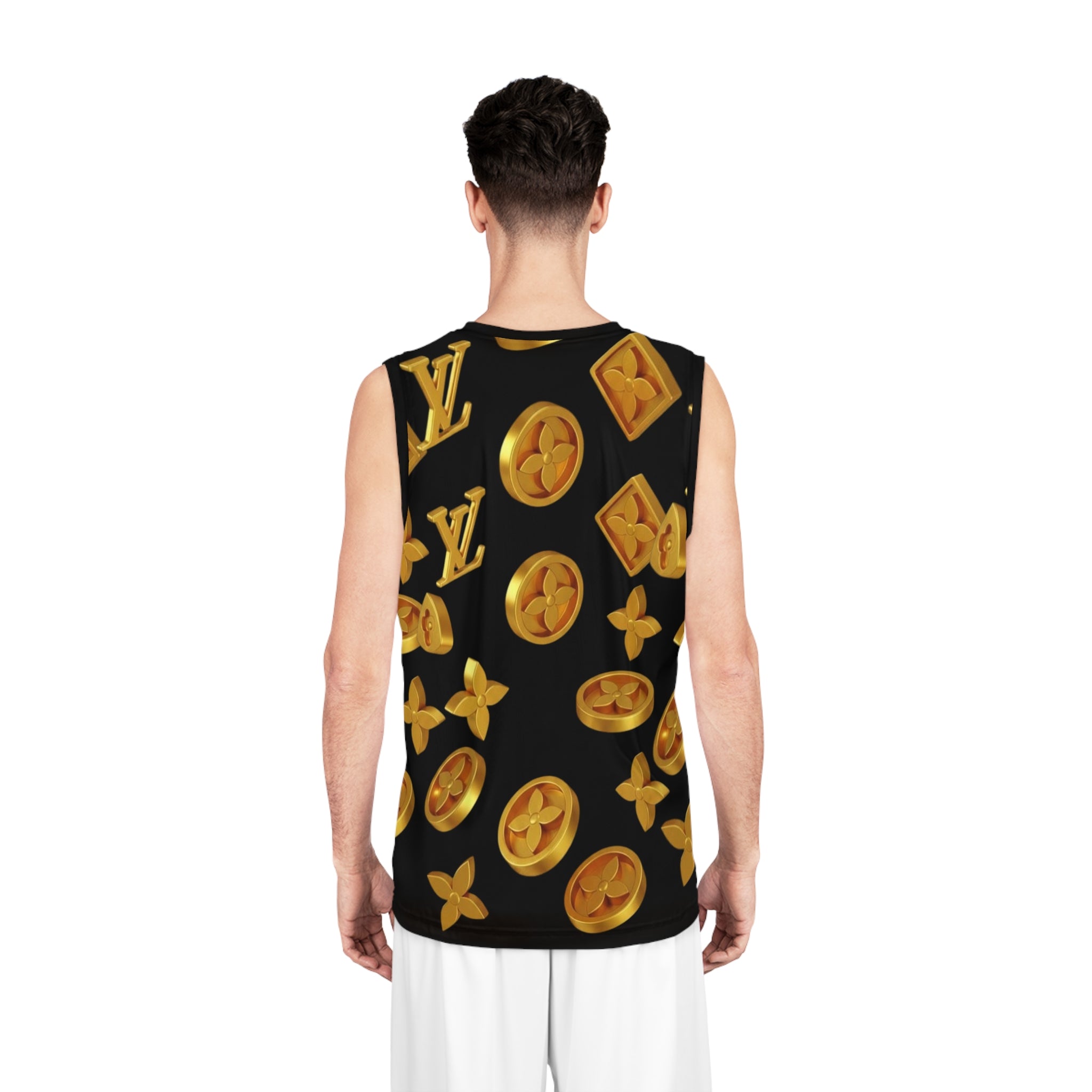Gold Luxury Monogram Basketball Jersey
