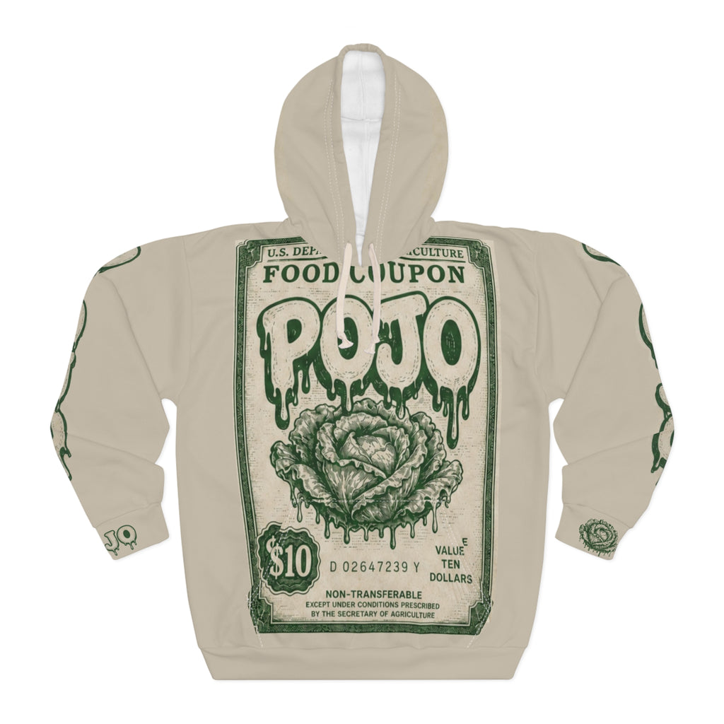 Hoodie | Vintage 'FOOD COUPON POJO' Graphic Pullover