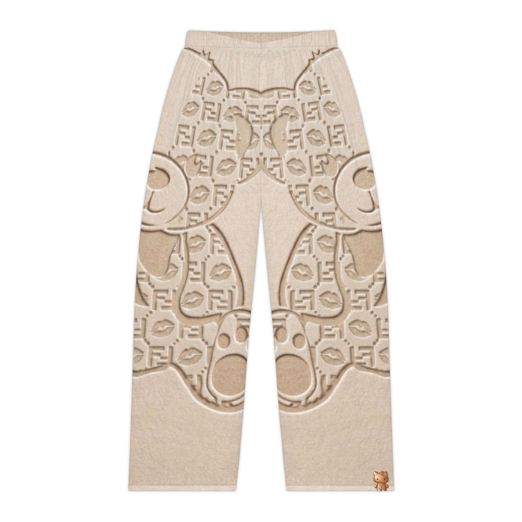 Teddy Bear Print Pajama Pants — Cozy Beige AOP Loungewear