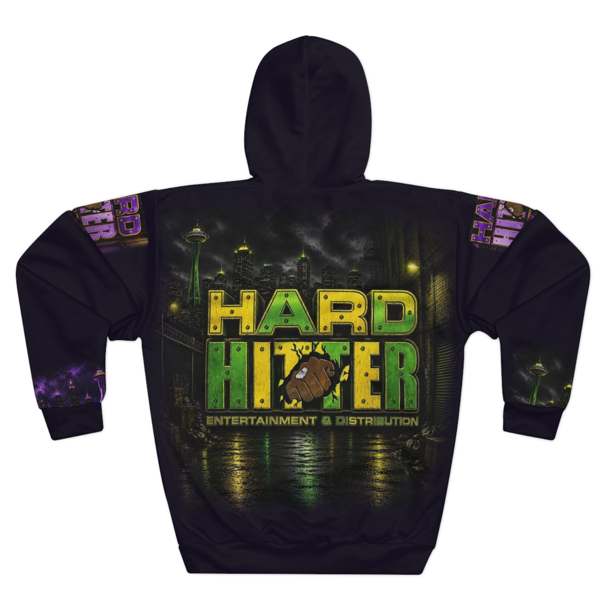 Hard Hitter Hoodie - All-Over Print Urban Music Crewneck