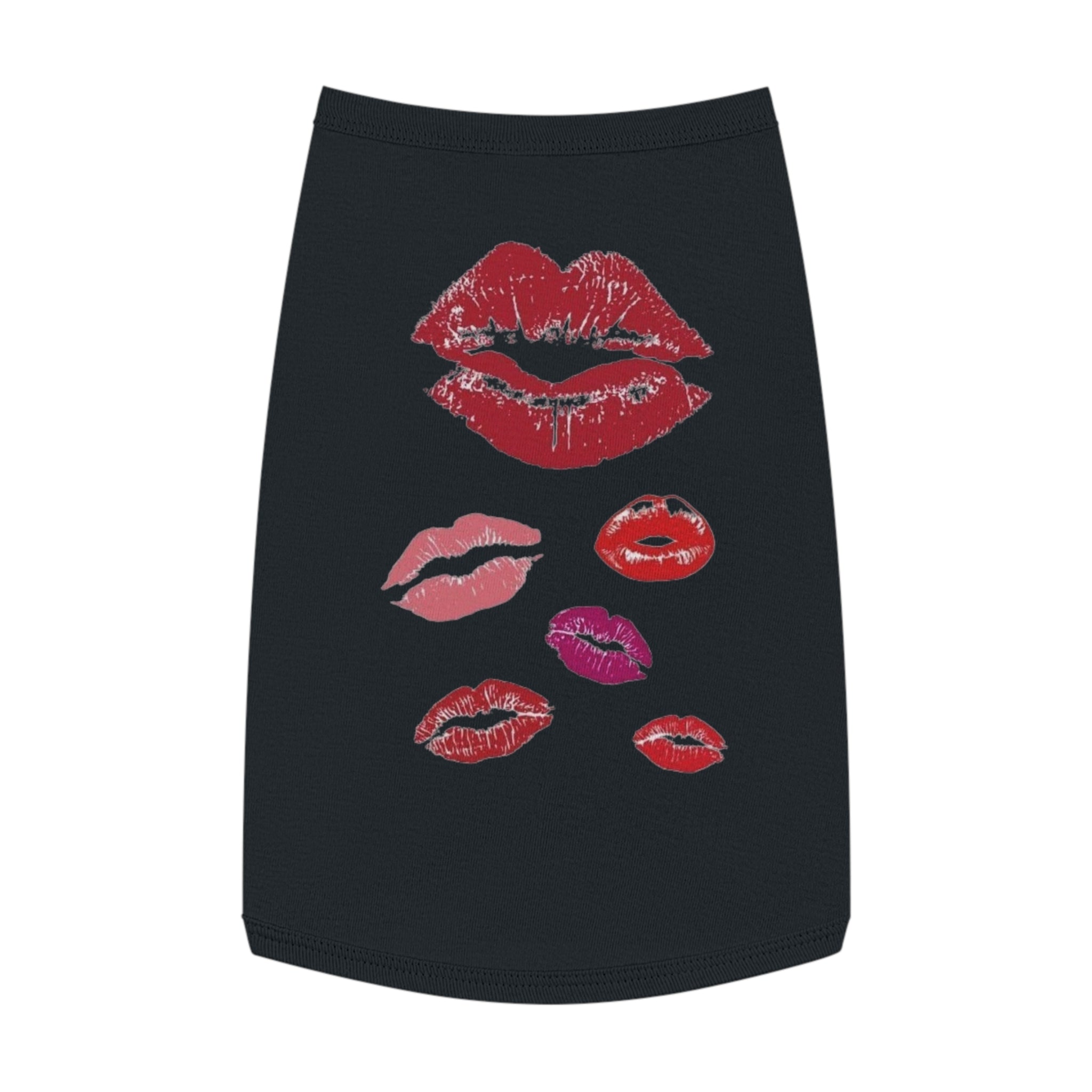 Pet Tank Top - Kiss Print Dog Shirt, Cute Lipstick Kiss Design for Small Dogs & Cats