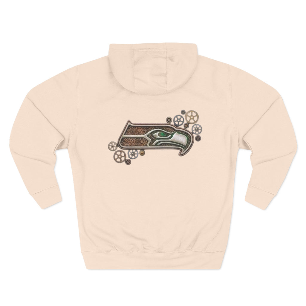 Seahawk Gear Hoodie — Vintage Seahawk Emblem with Gear Accents