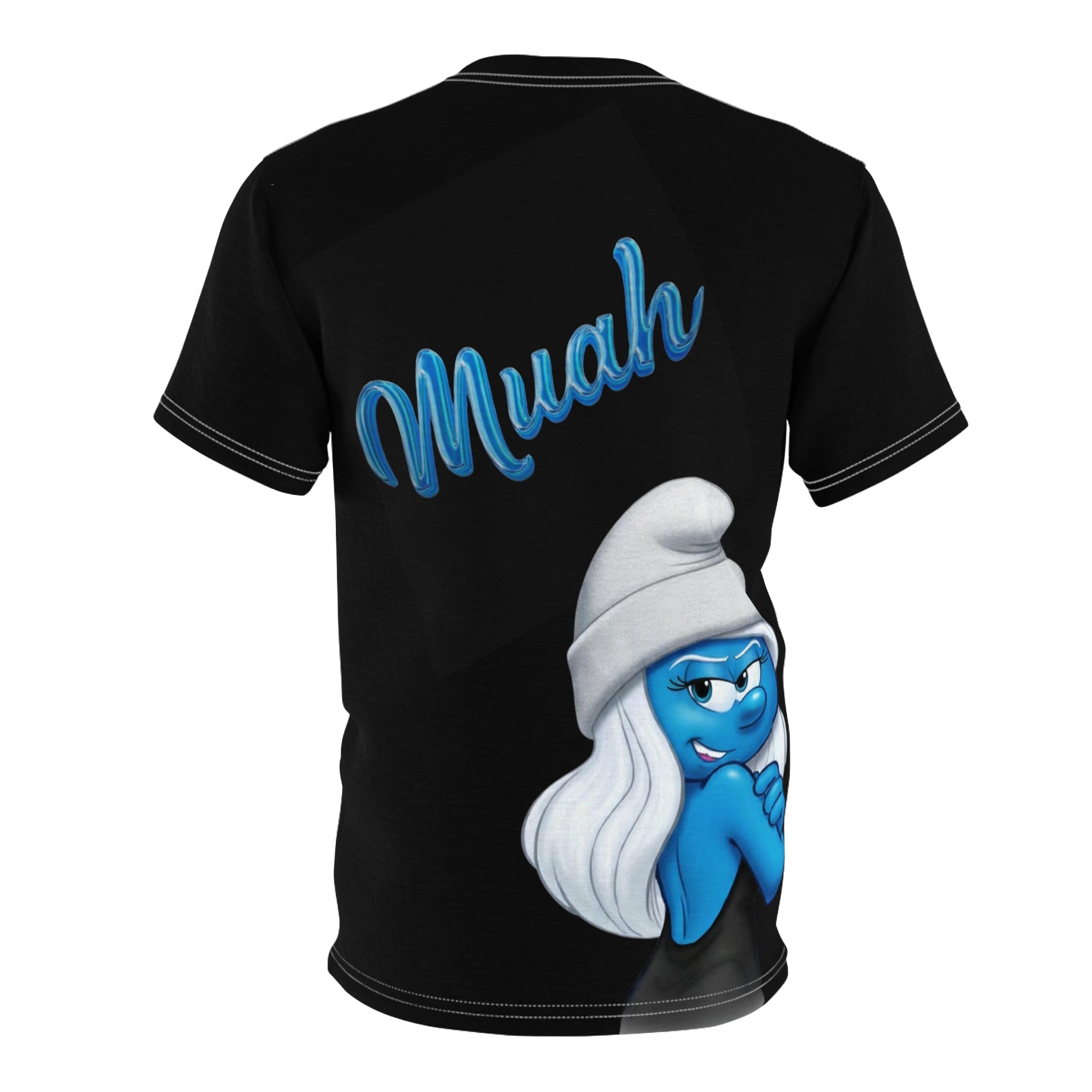 Muah Script Tee - Retro Blue Handwritten Graphic T-Shirt