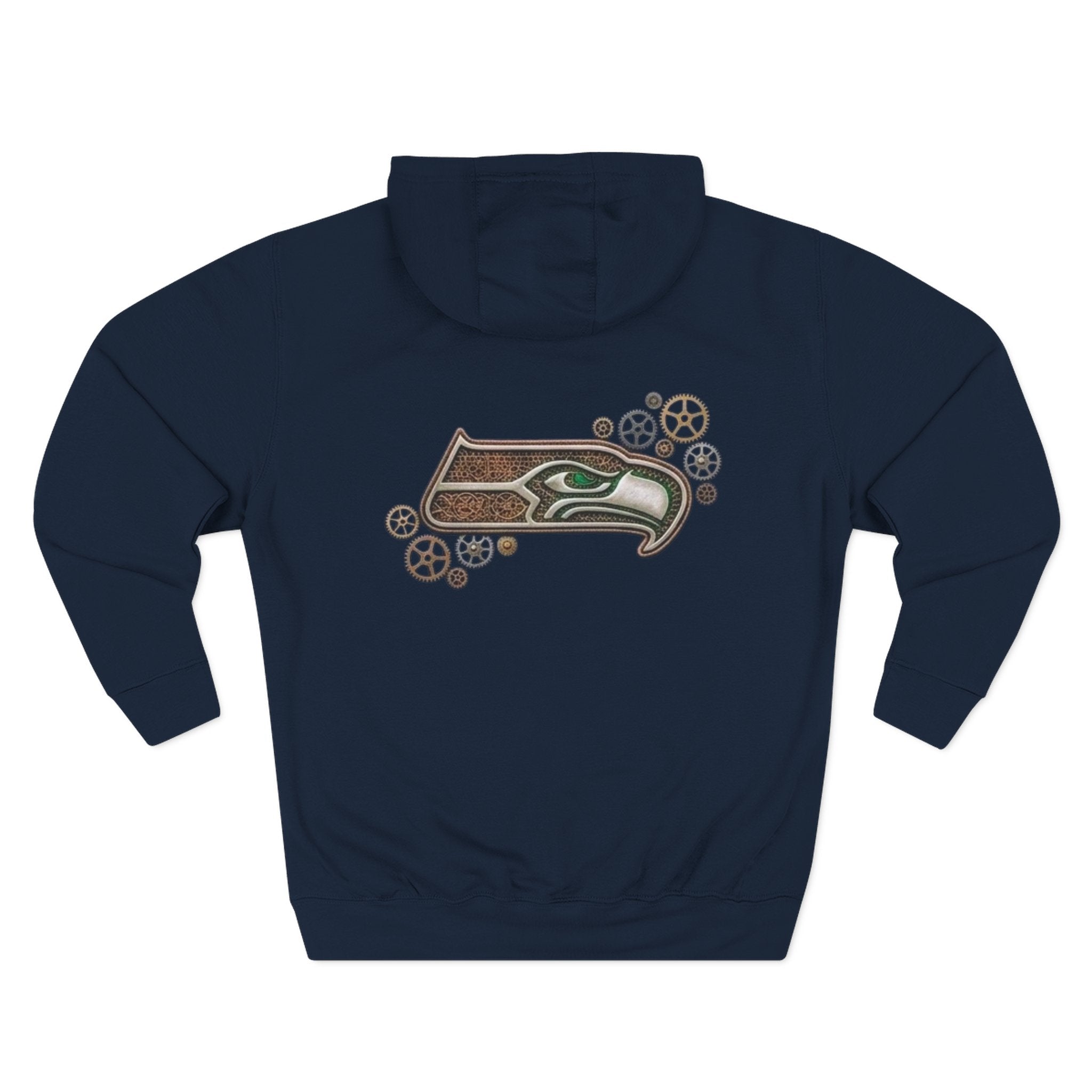 Seahawk Gear Hoodie — Vintage Seahawk Emblem with Gear Accents