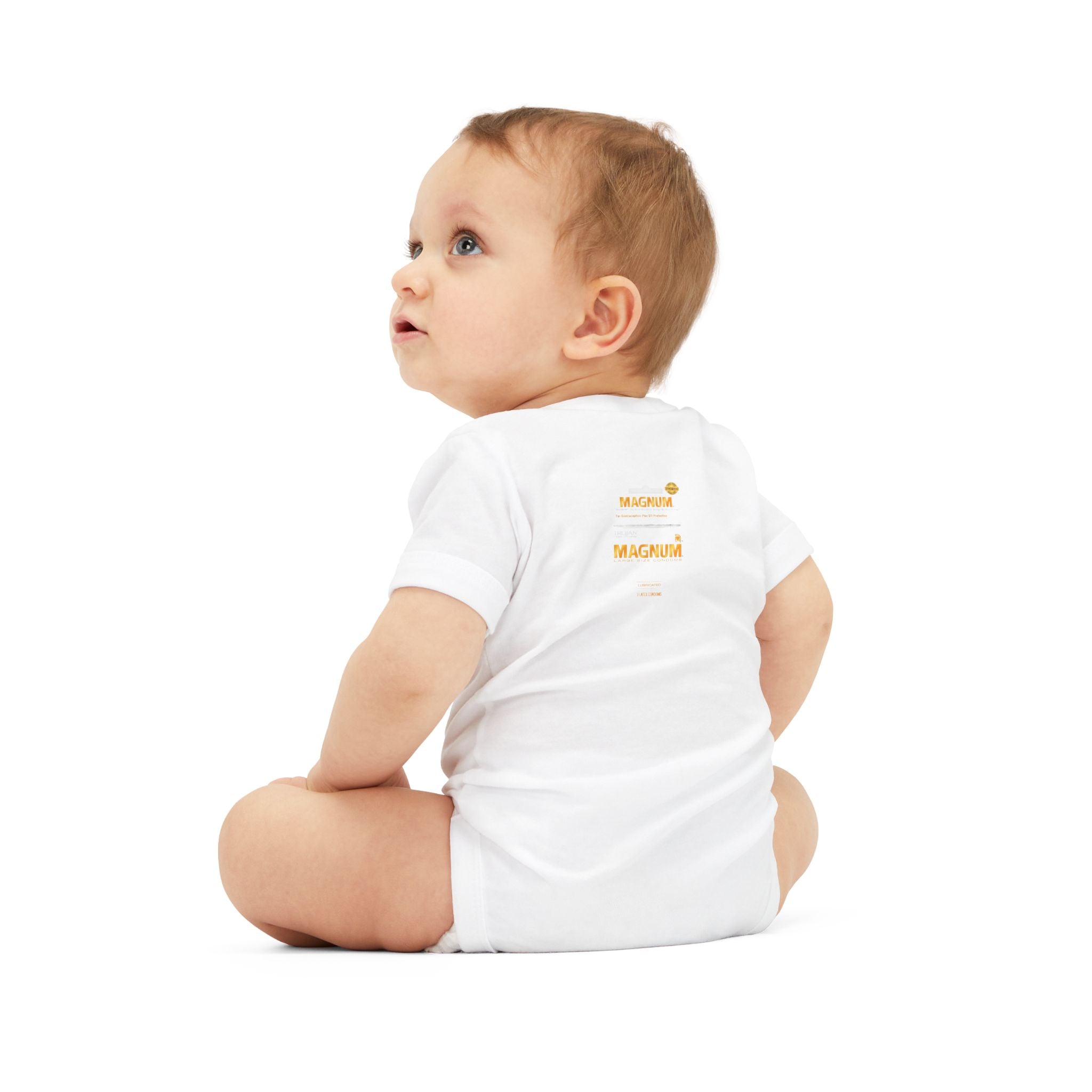 Infant One-Piece Bodysuit — 'Magnum' Crown Baby Romper (White)