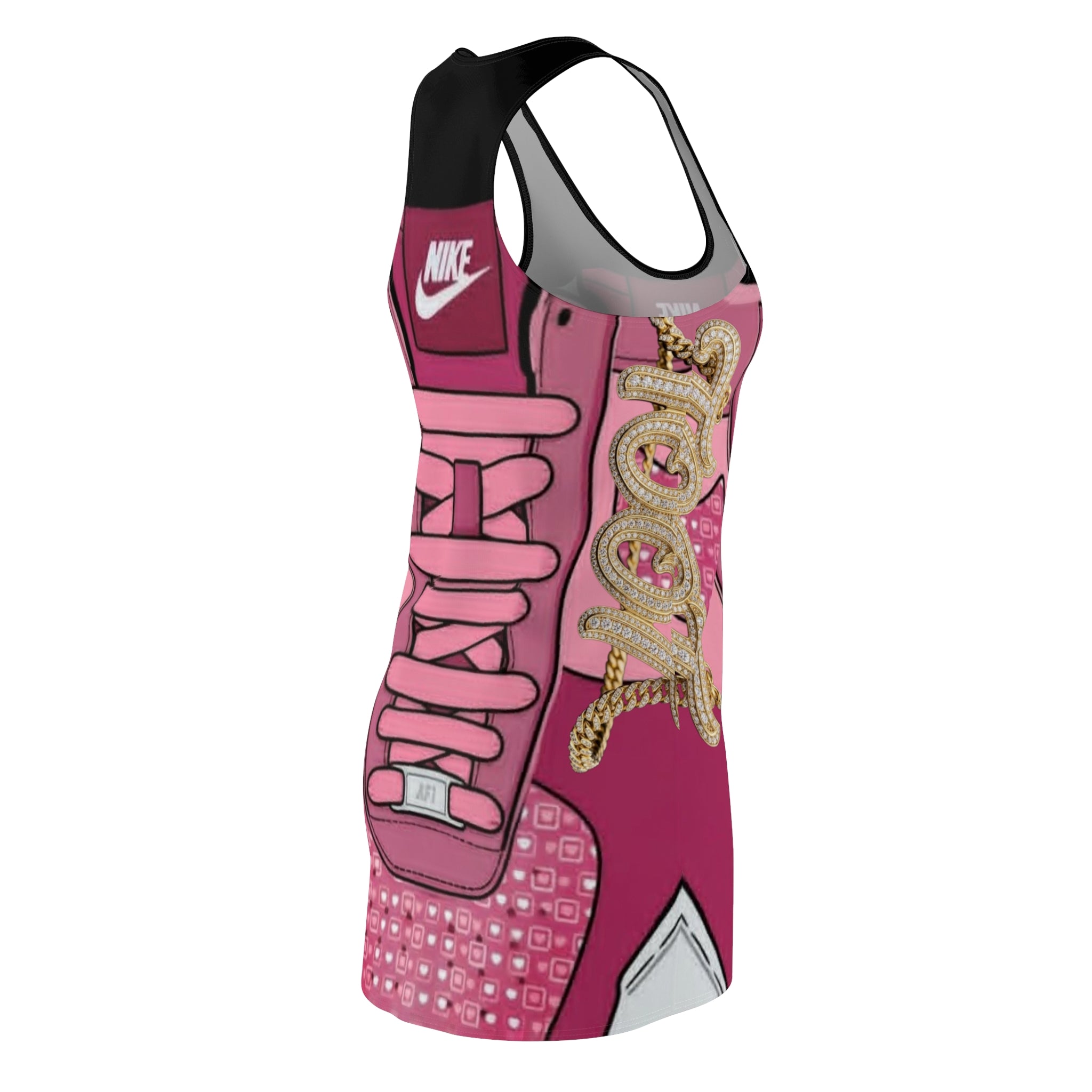 Racerback Dress — Pink Sneaker Graphic "Toot" Print