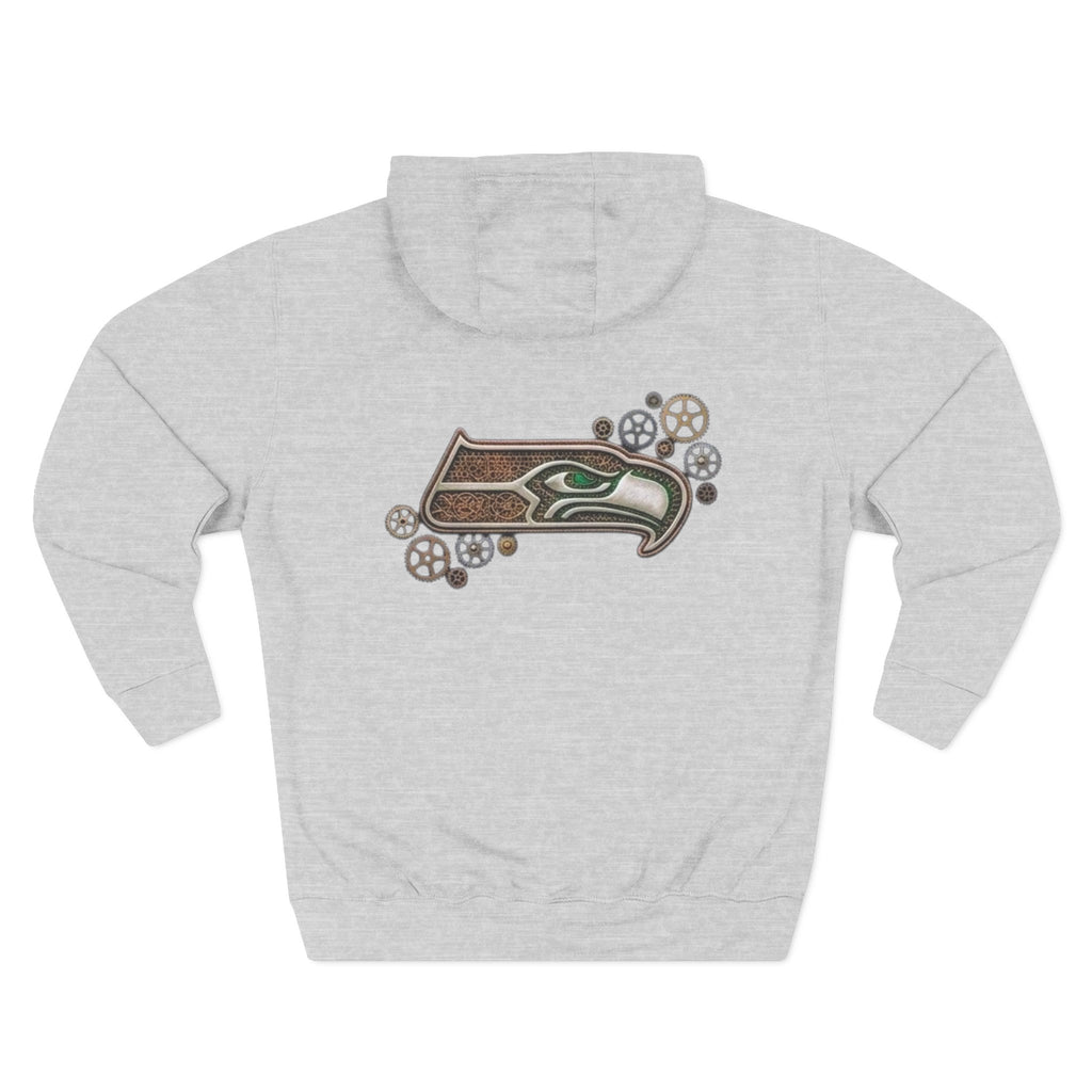 Seahawk Gear Hoodie — Vintage Seahawk Emblem with Gear Accents