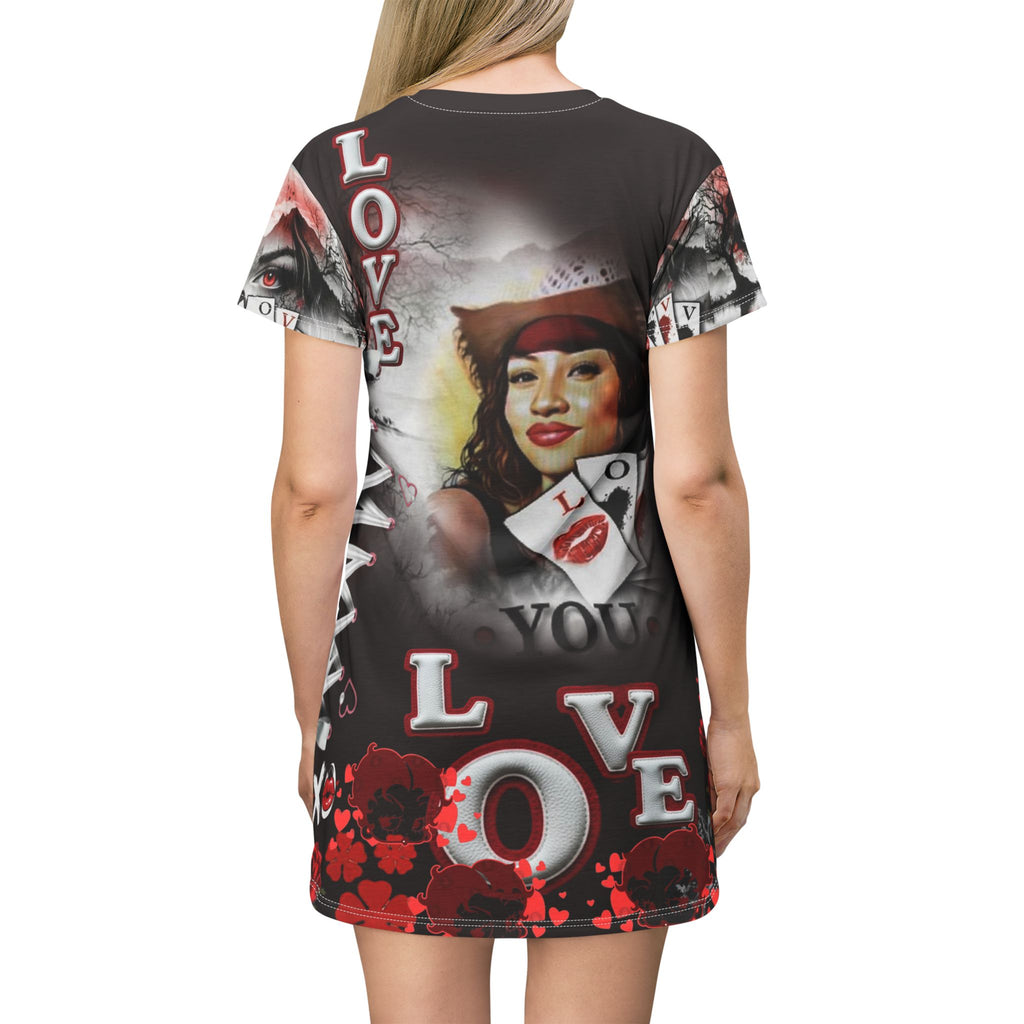 Love Poker T-Shirt Dress — Vintage Pinup Playing Cards Design