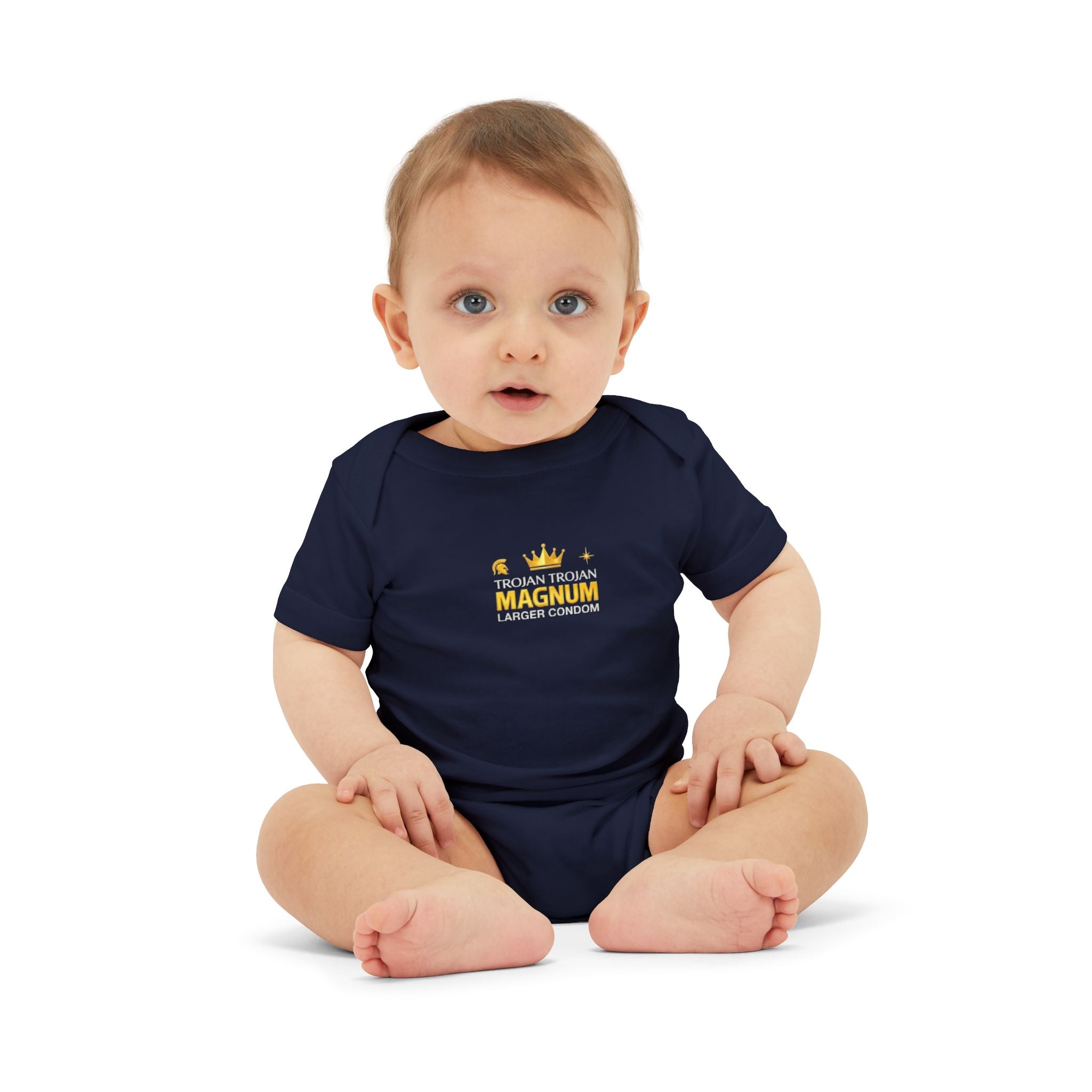 Infant One-Piece Bodysuit — 'Magnum' Crown Baby Romper (White)