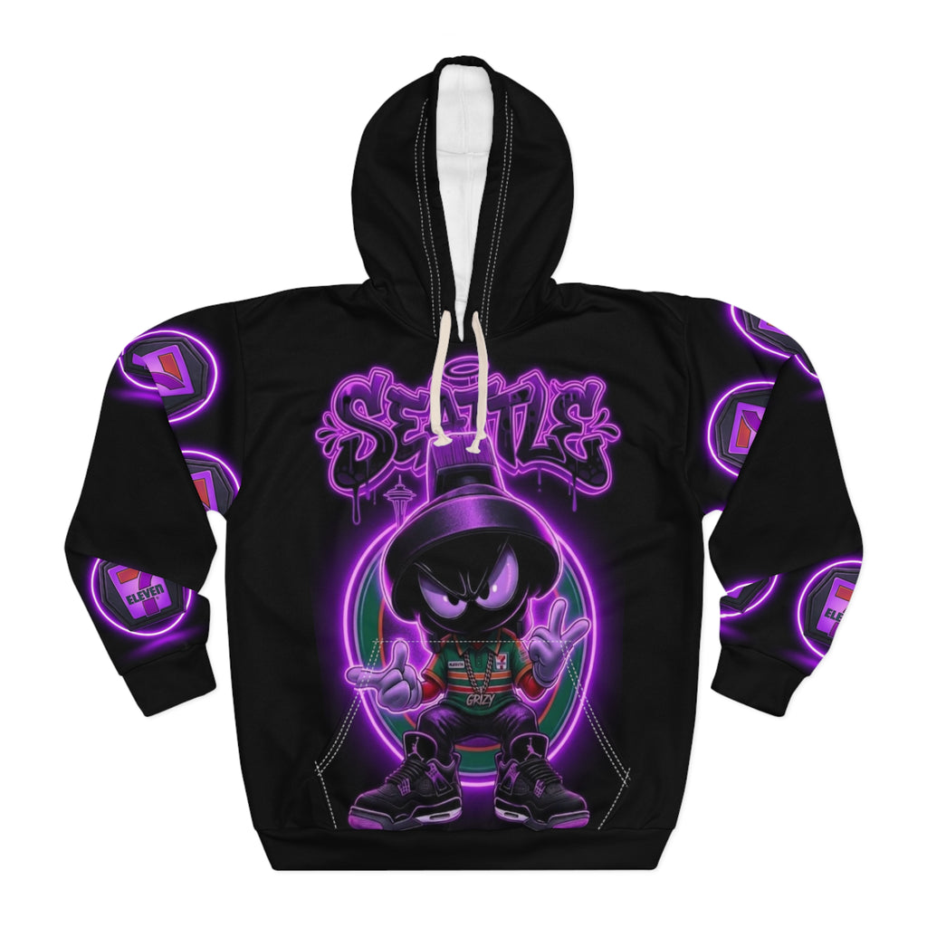 Hoodie - Neon 'Se7en' Streetwear Pullover with Glowing Mascot