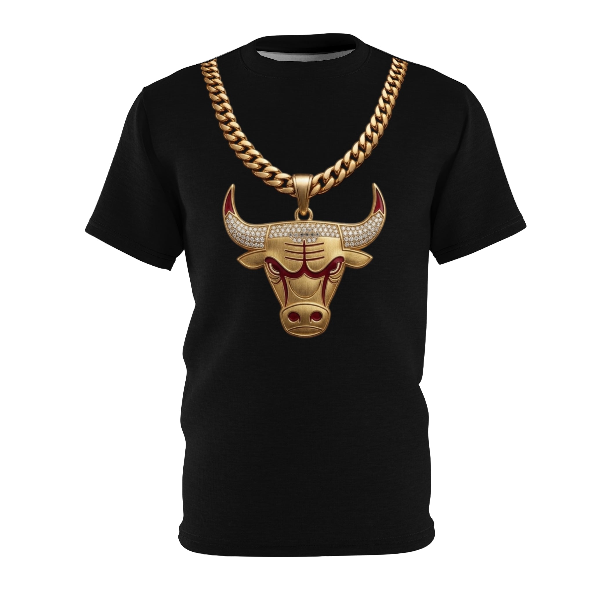 Bullhead Pendant Tee — Hip-Hop Gold Chain Graphic T-Shirt