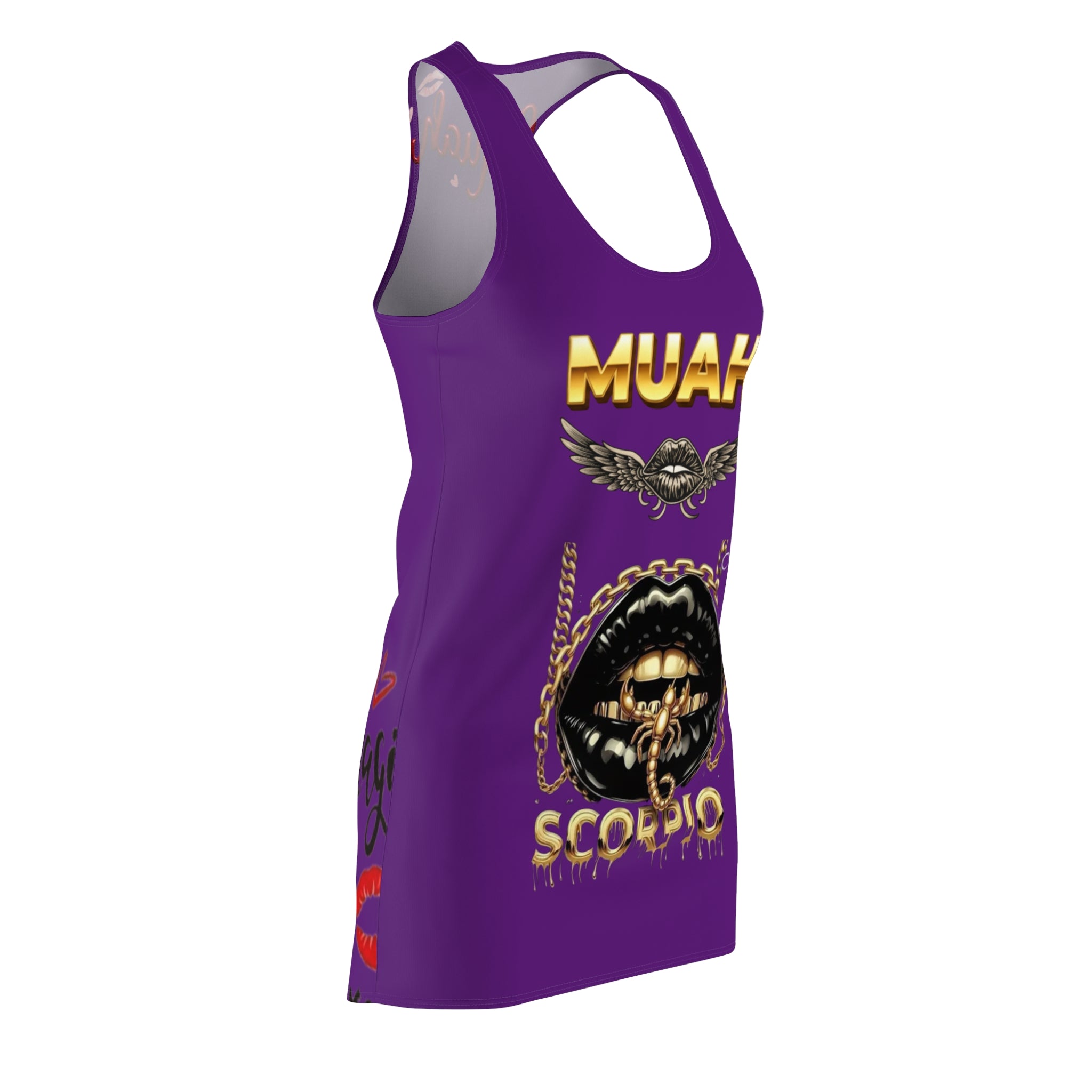 Scorpio 'Muah' Racerback Dress – Bold Zodiac Kiss Print