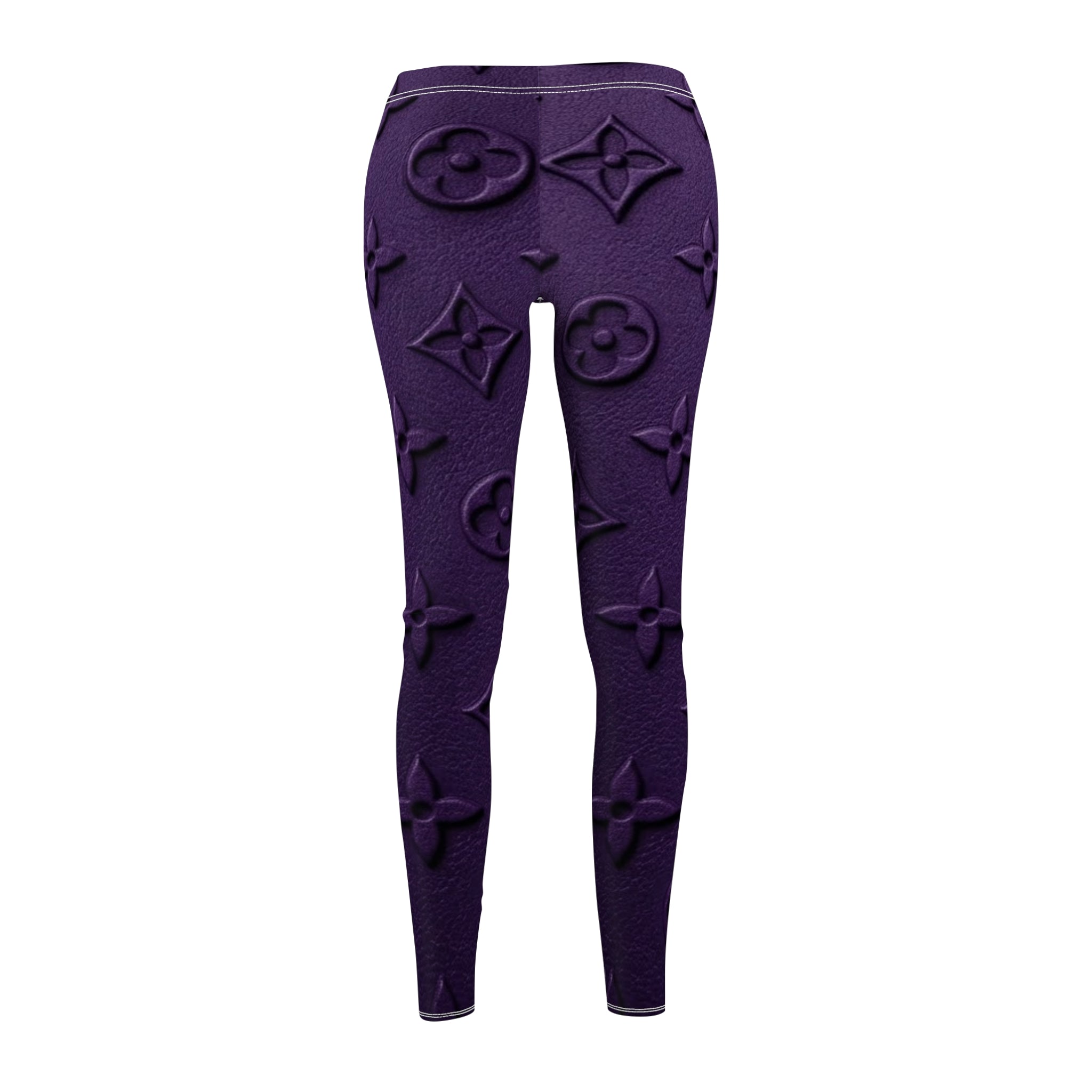 Purple Embossed Monogram Leggings — Women's Fashion Leggings