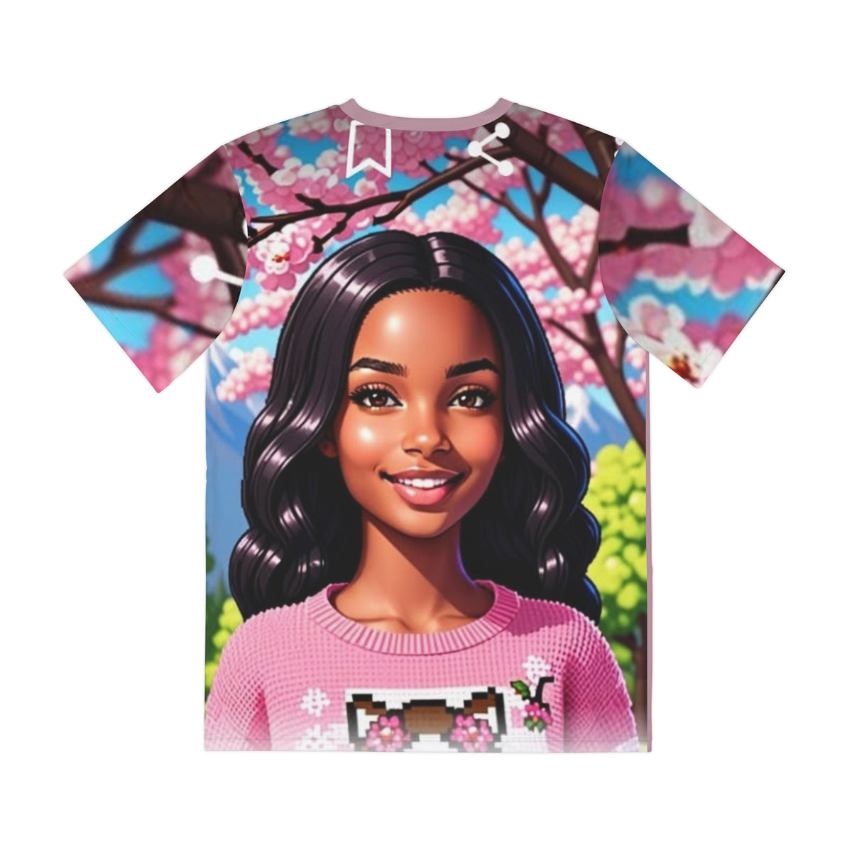 All-Over Print Tee — Cherry Blossom Girl Portrait Graphic Tee
