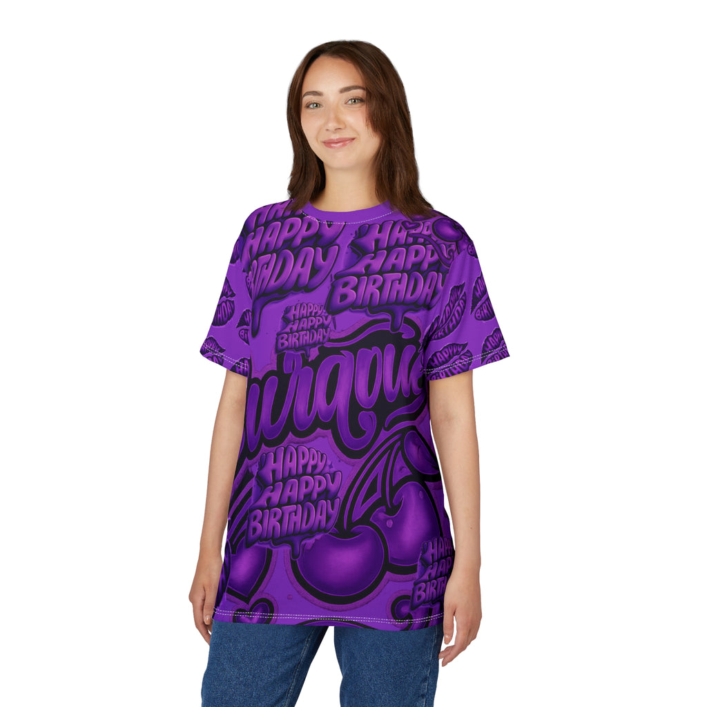 Happy Birthday Purple All-Over Print Tee