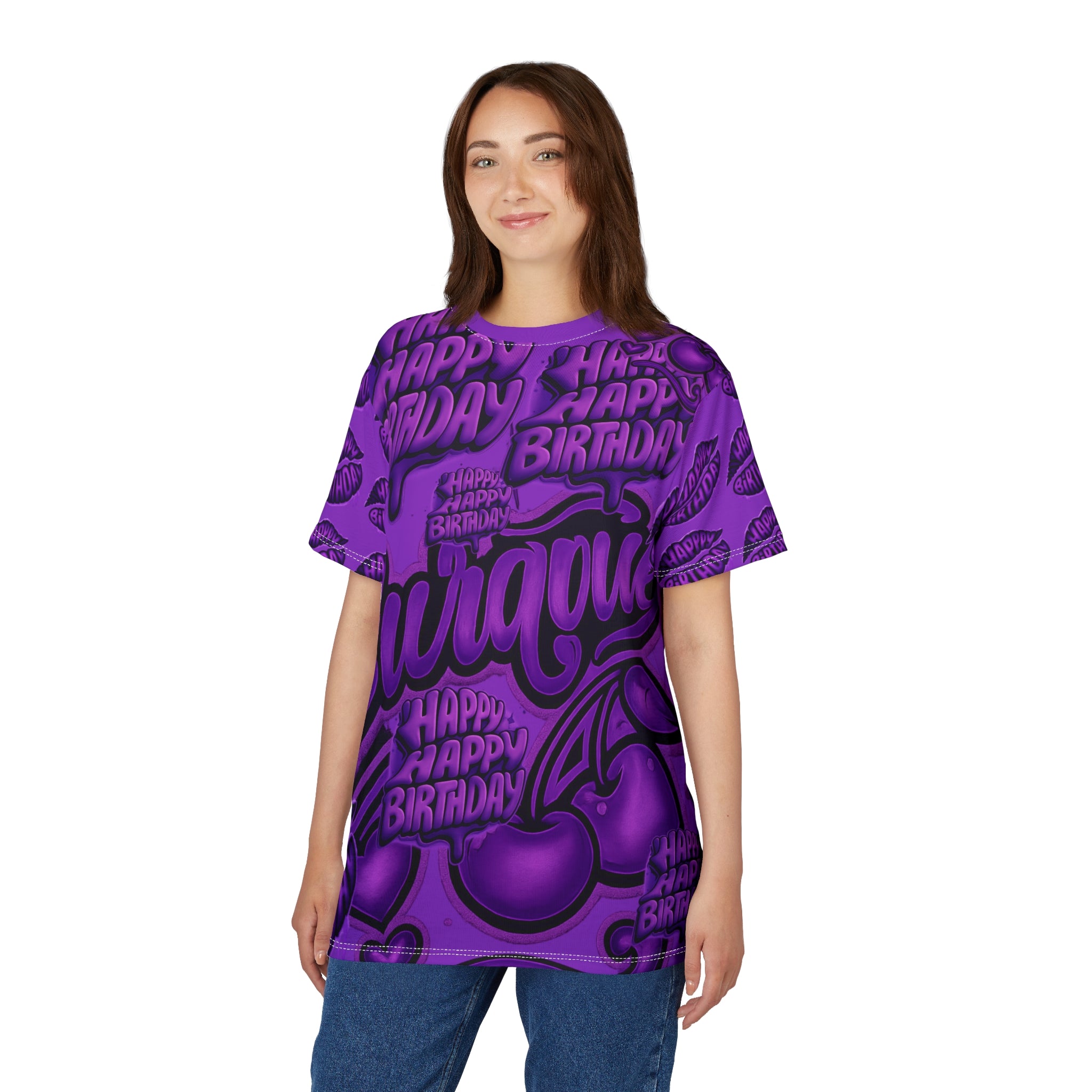 Happy Birthday Purple All-Over Print Tee