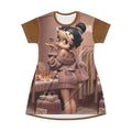 Betty Boop Cozy Sweater T-Shirt Dress – Chocolate All-Over Print