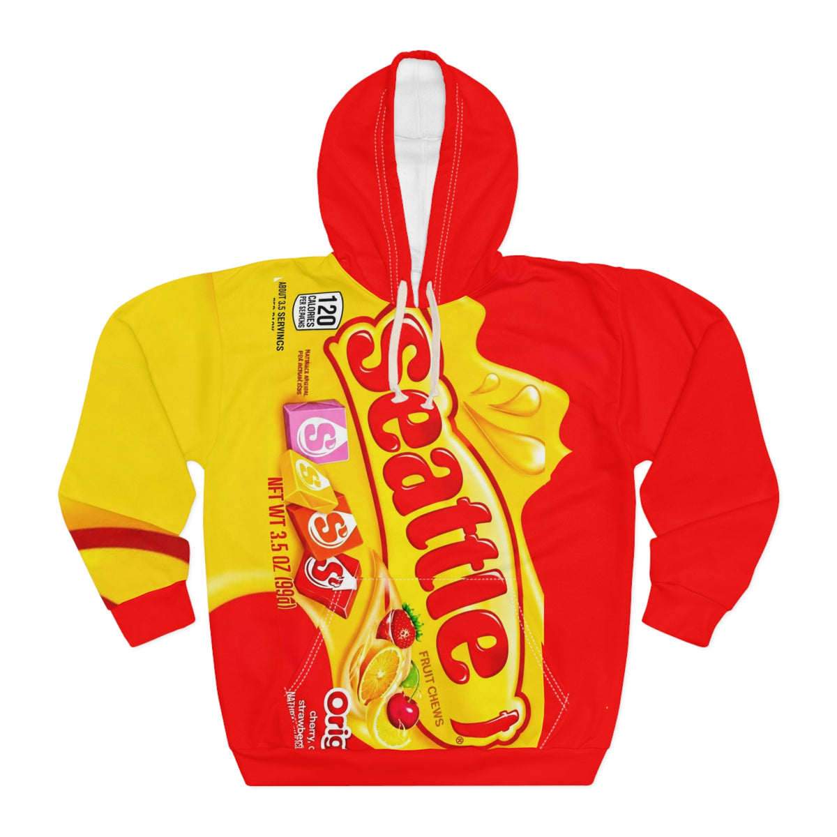Candy Bar Wrapper Hoodie — Bright Seattle Chocolate Bar All-Over Print