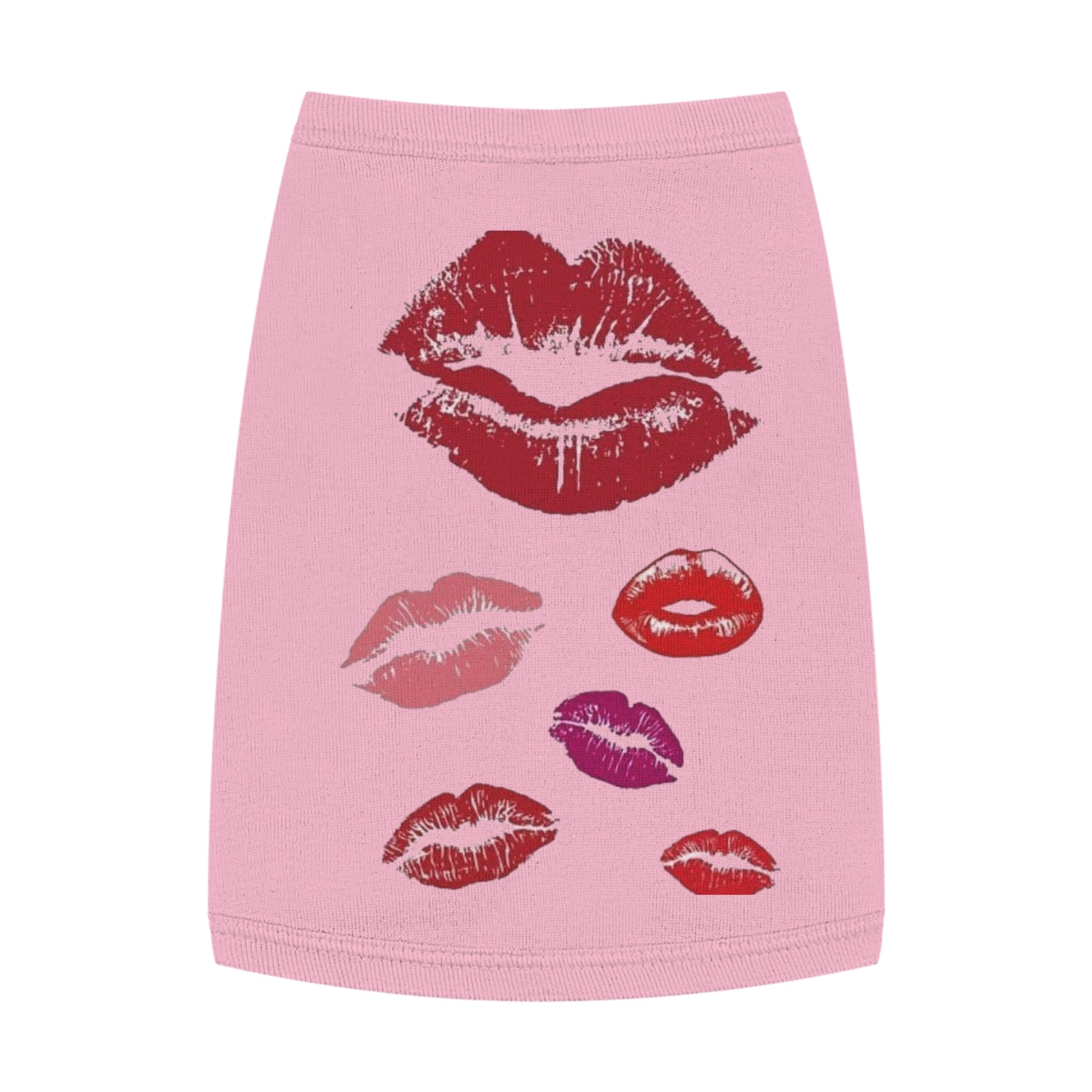 Pet Tank Top - Kiss Print Dog Shirt, Cute Lipstick Kiss Design for Small Dogs & Cats
