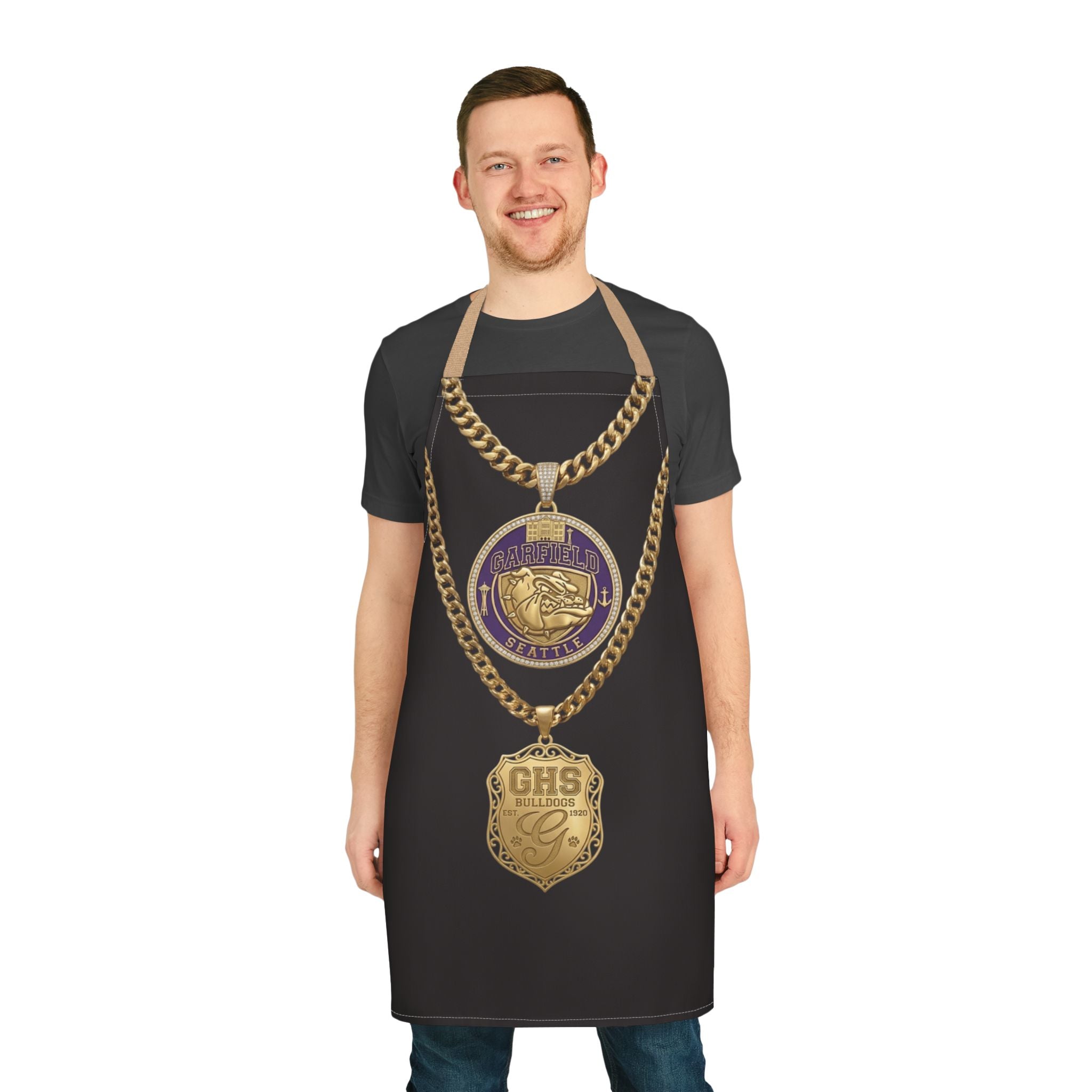 Apron — Gold Chain Medallion & GHS Shield Graphic Apron
