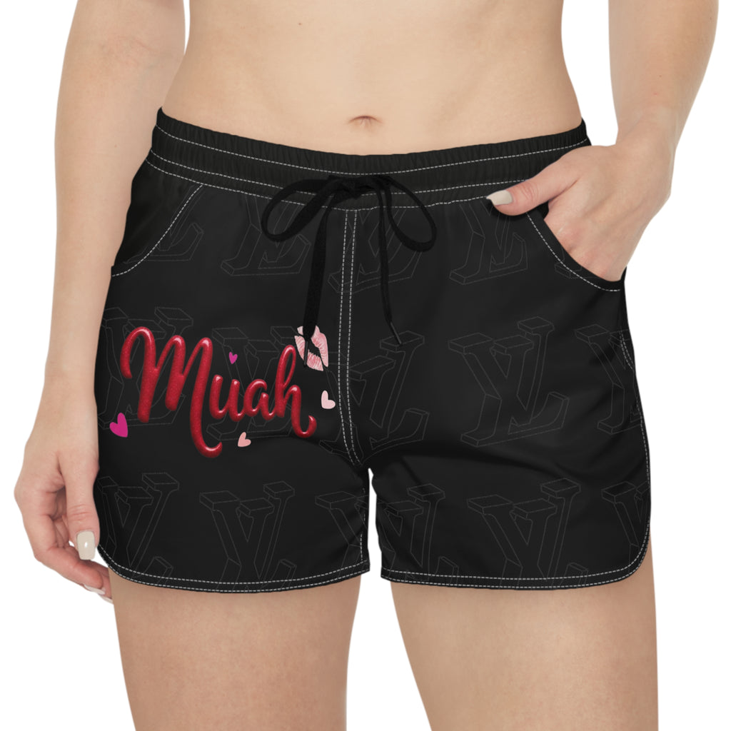 Muah Kiss Graphic Women's Casual Shorts — Cute Valentine Lounge Shorts
