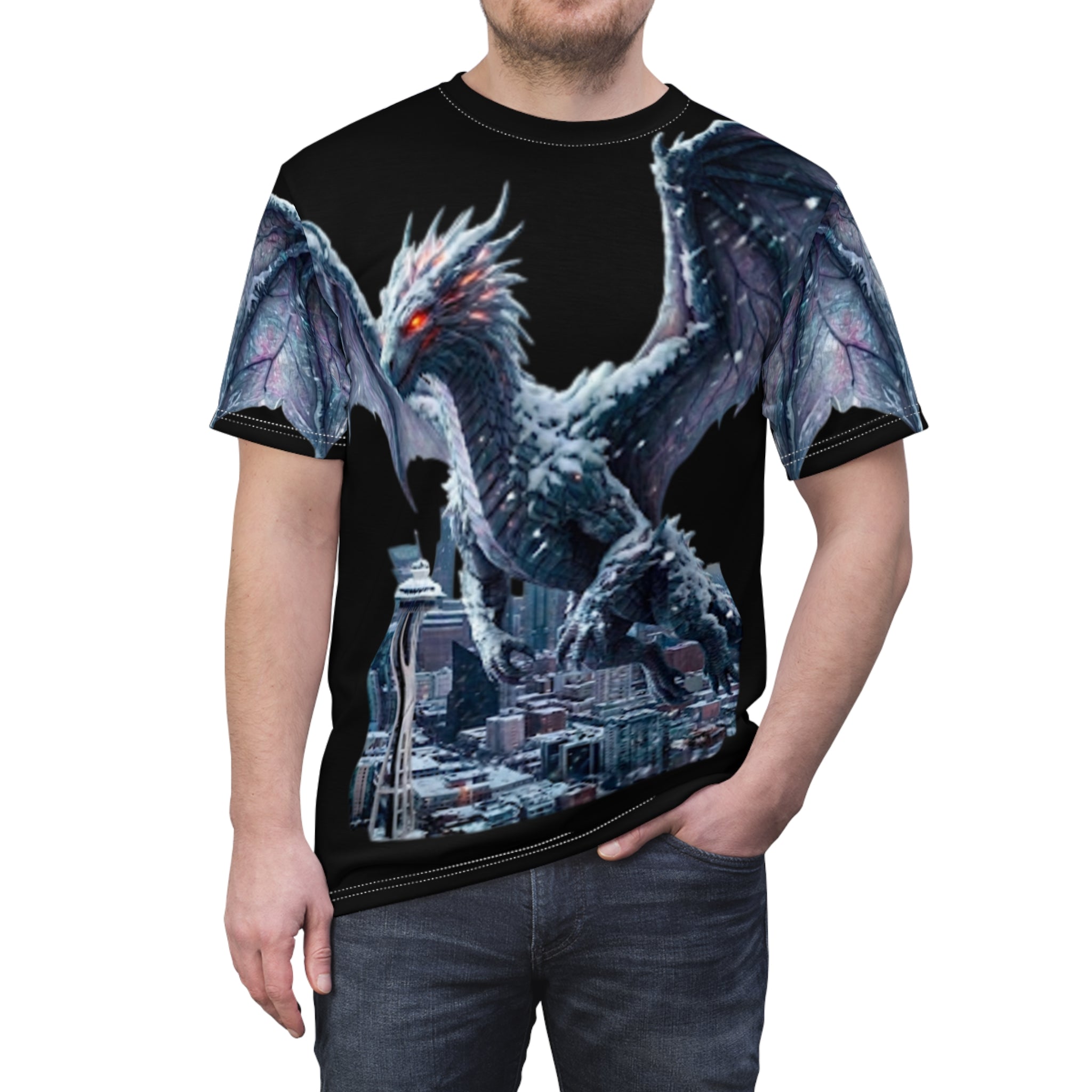 Dragon Over City All-Over Print Tee