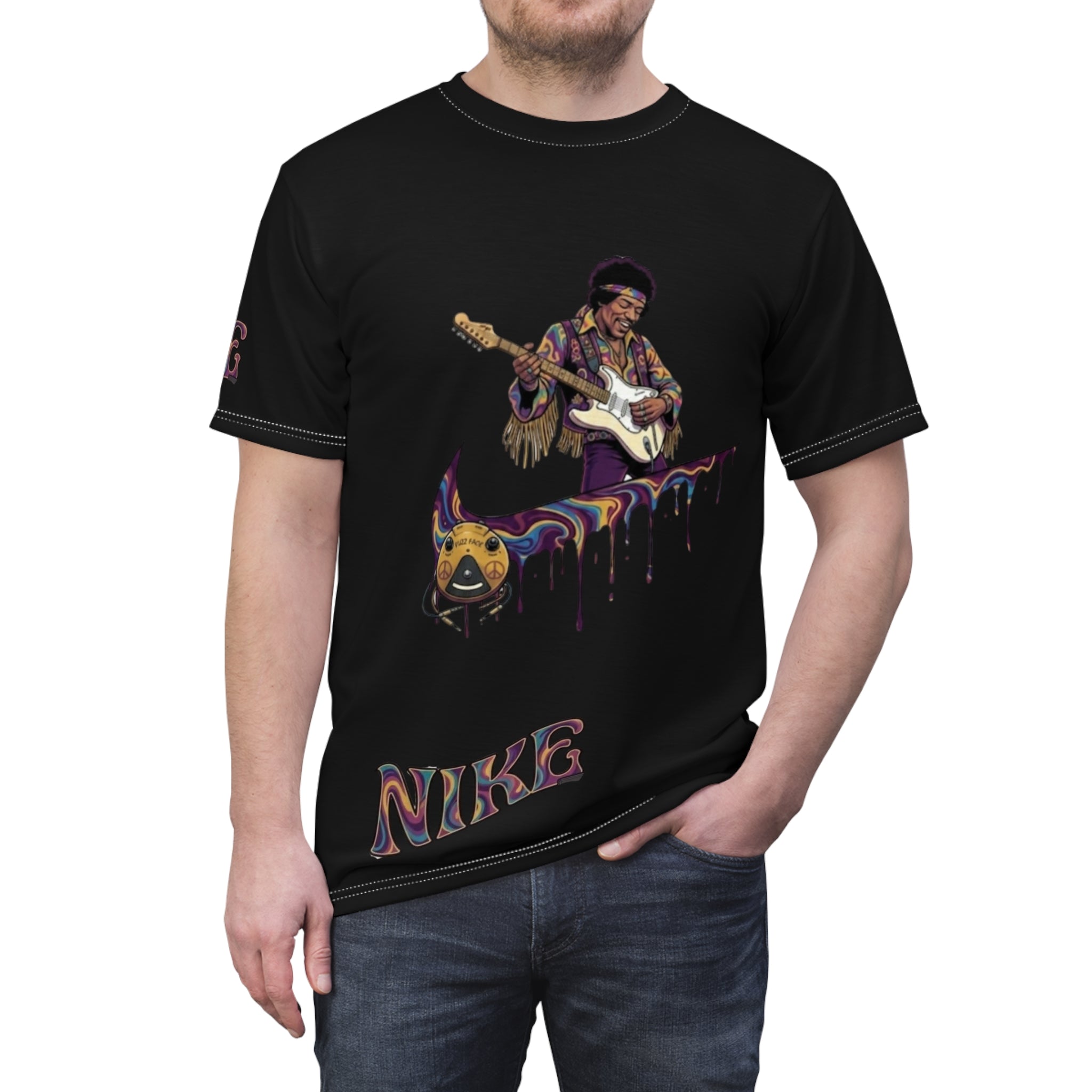 Graphic Tee — Psychedelic Guitarist Drip Design