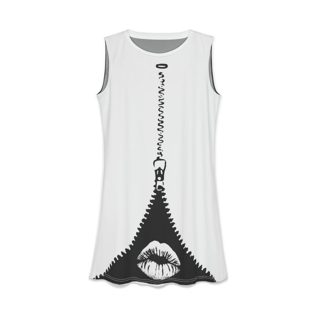 Zip-Up Kiss Dress — Women's Casual AOP Novelty Dress