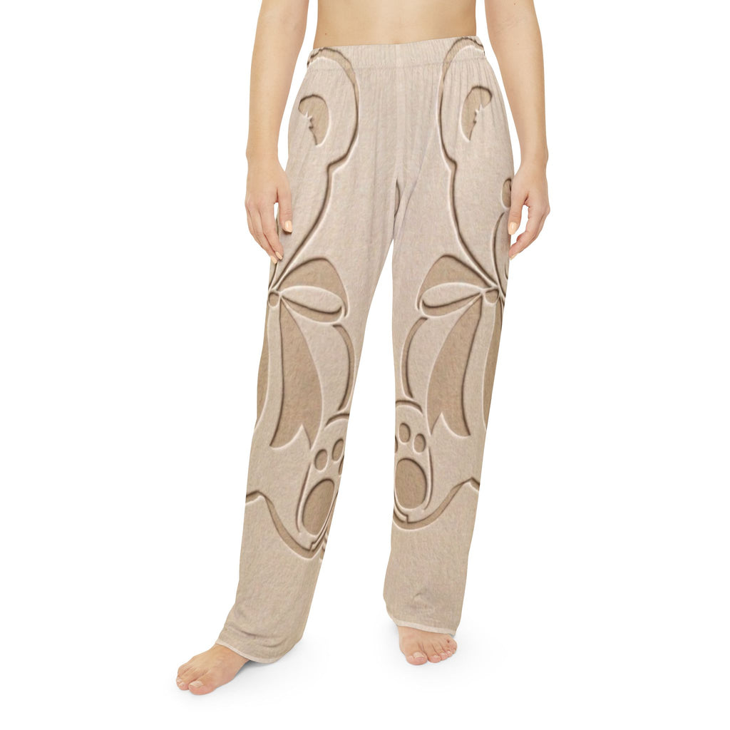 Teddy Bear Print Pajama Pants — Cozy Beige AOP Loungewear