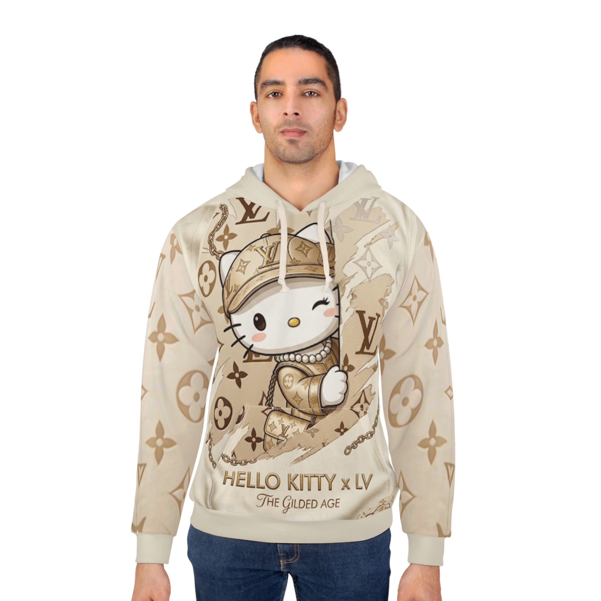 Hello Kitty Luxury Monogram Hoodie — "Hello Kitty x LV" Gilded Age Pullover