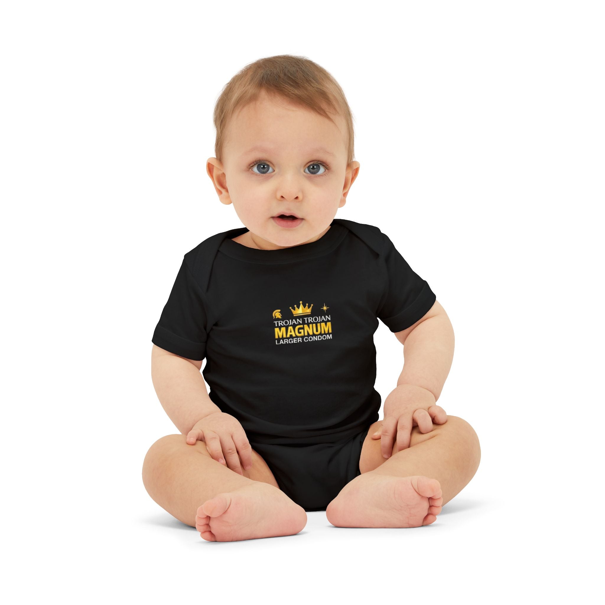 Infant One-Piece Bodysuit — 'Magnum' Crown Baby Romper (White)