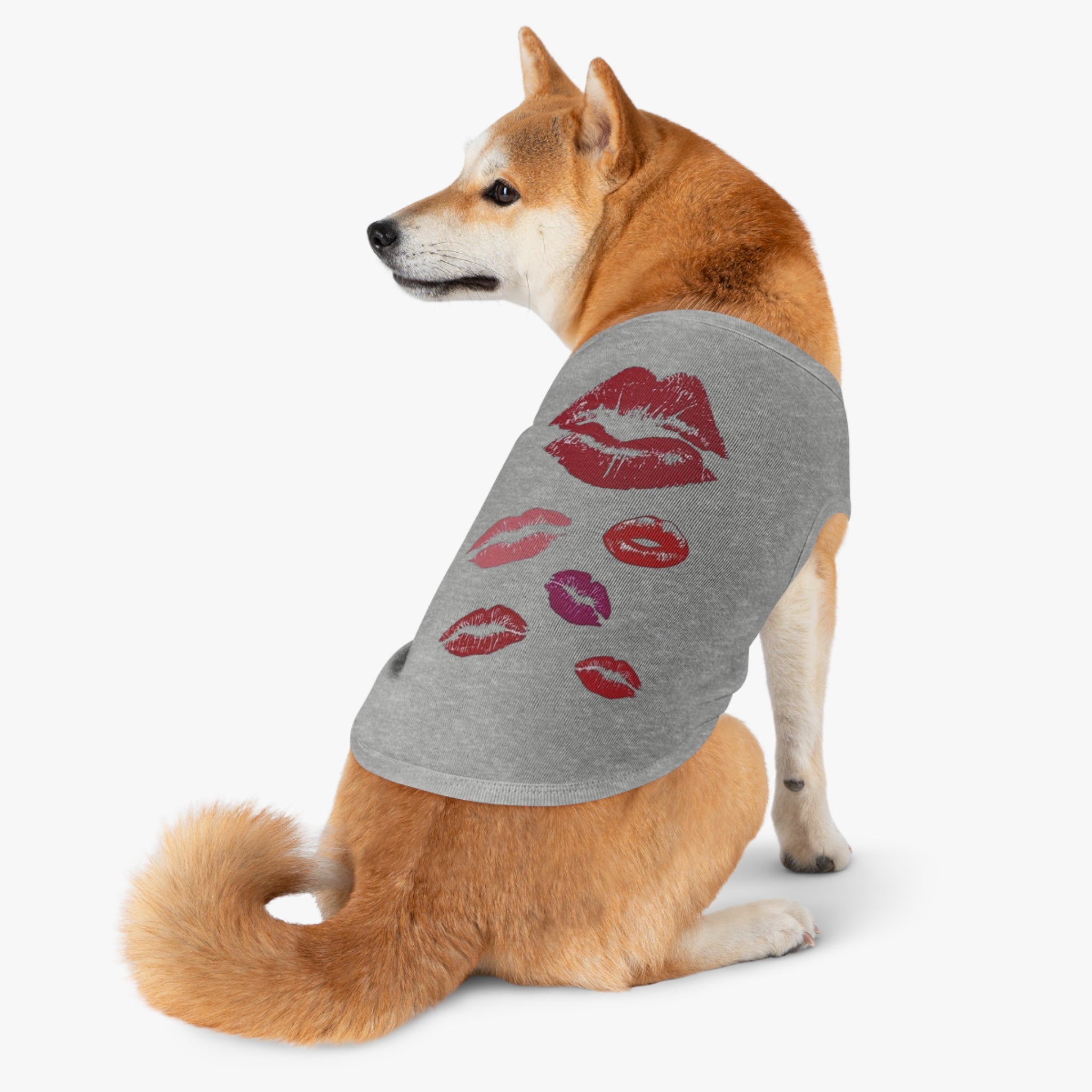 Pet Tank Top - Kiss Print Dog Shirt, Cute Lipstick Kiss Design for Small Dogs & Cats