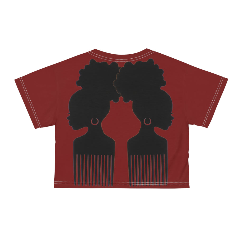Afro Silhouette Crop Tee — Black Women Natural Hair Graphic Top