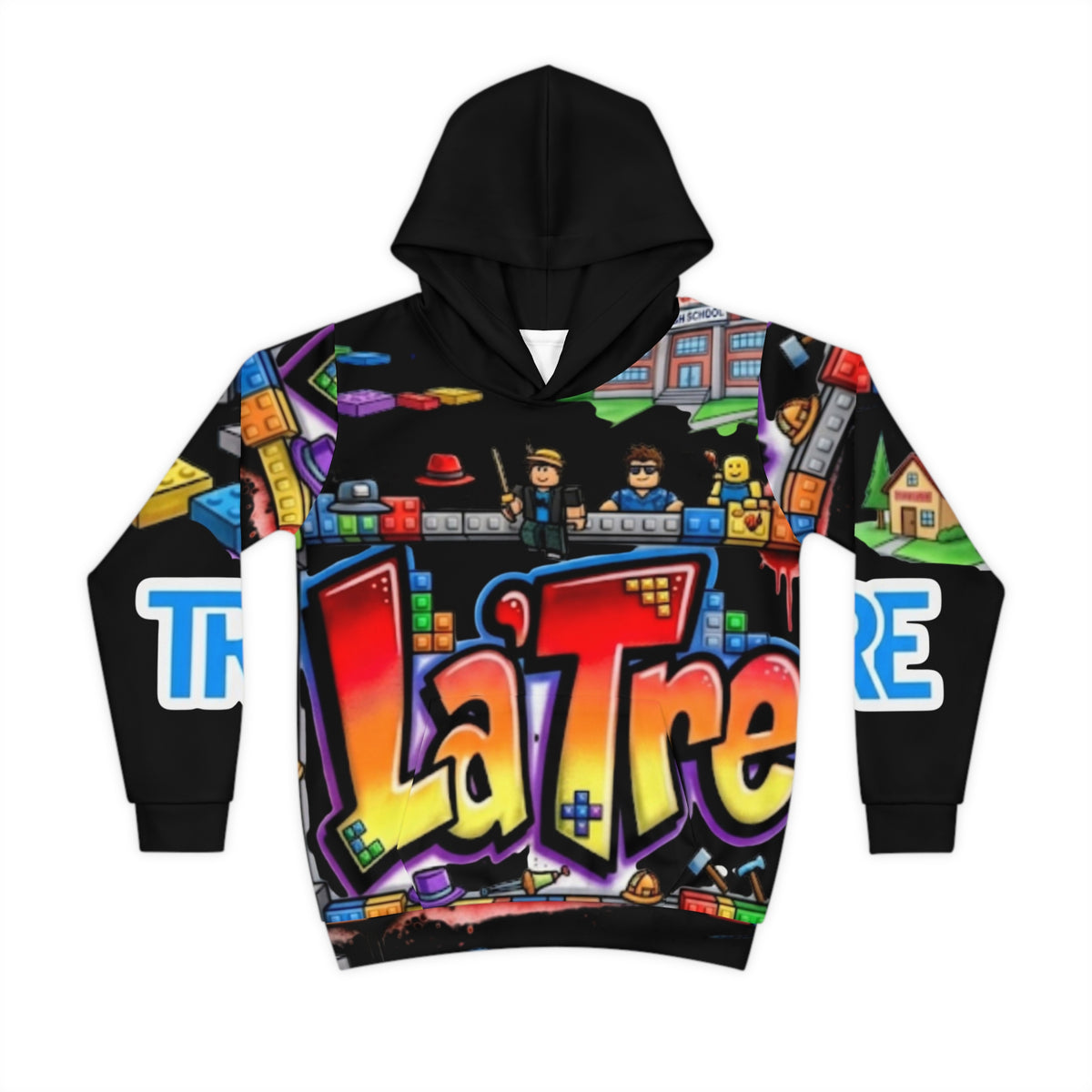 Children's Hoodie — Colorful 'LaTre' Gamer Brick Design Kids' All-Over Print Hoodie